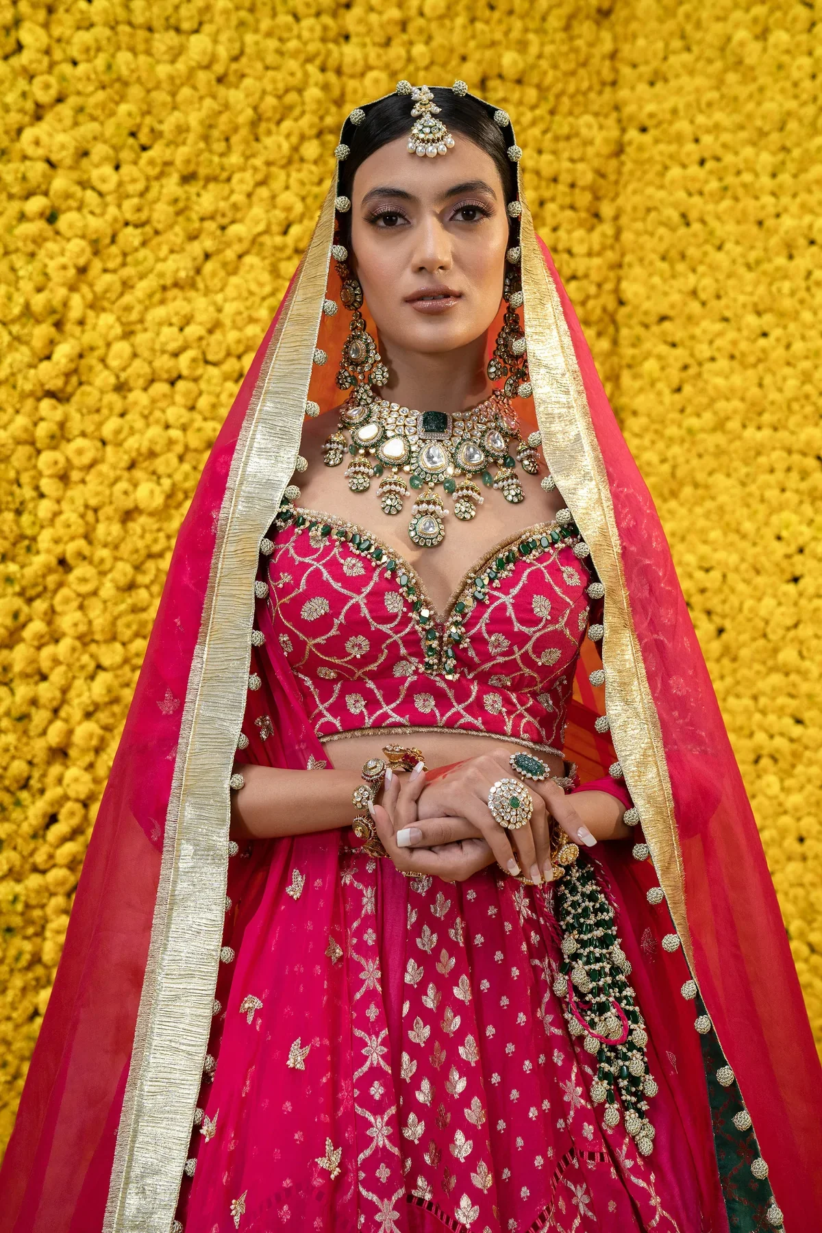 Pink Pia Banarasi Chanderi Lehenga Set - Image 3