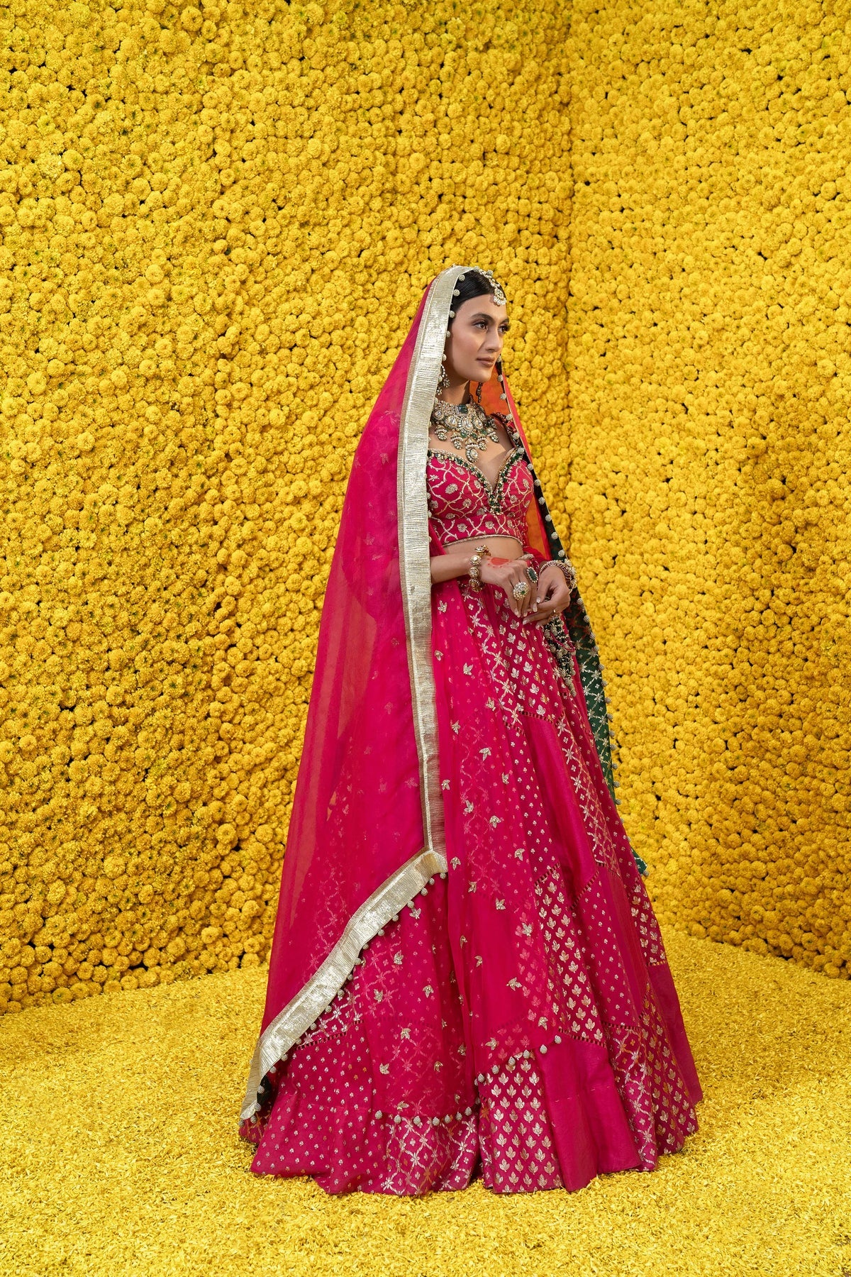 Pink Pia Banarasi Chanderi Lehenga Set - Image 4