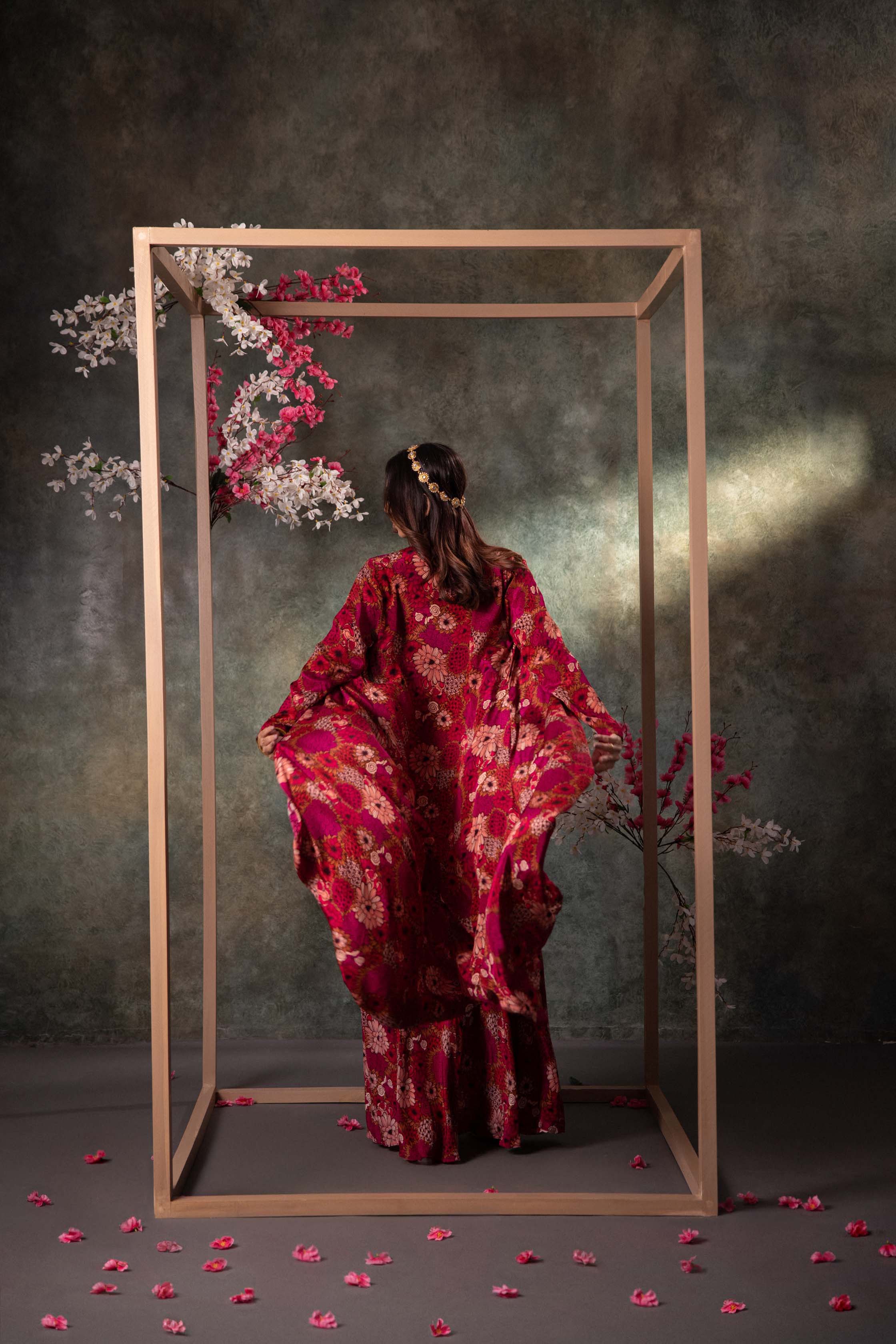 Pink Printed Choli, Skirt And Dupatta Set With Embroidery - Image 2