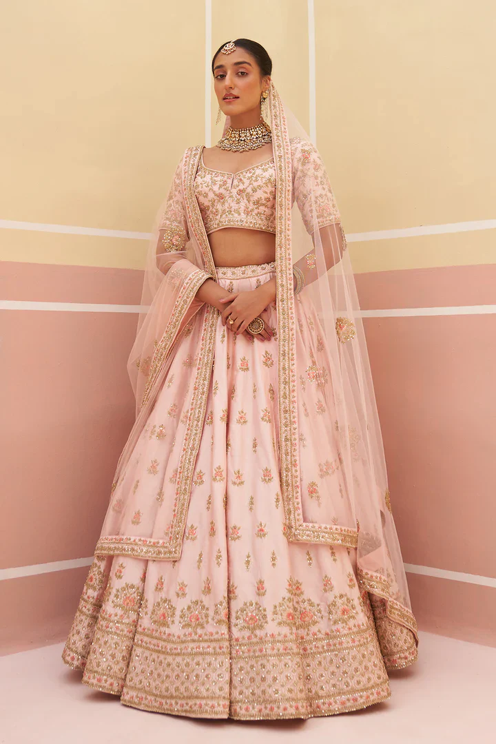 Pink Raw Silk Lehnga Set - Image 5