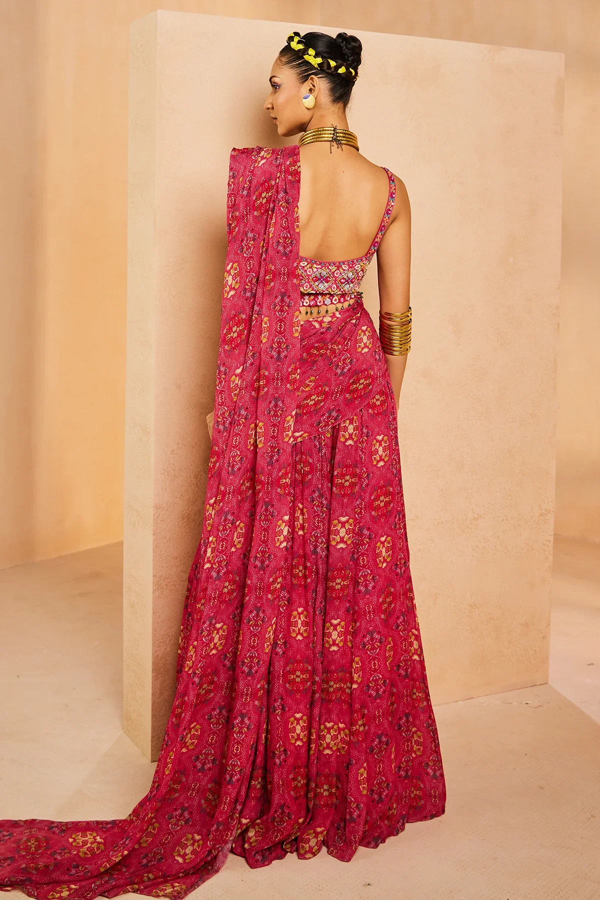 Pink Vase Kalidar Saree - Image 4