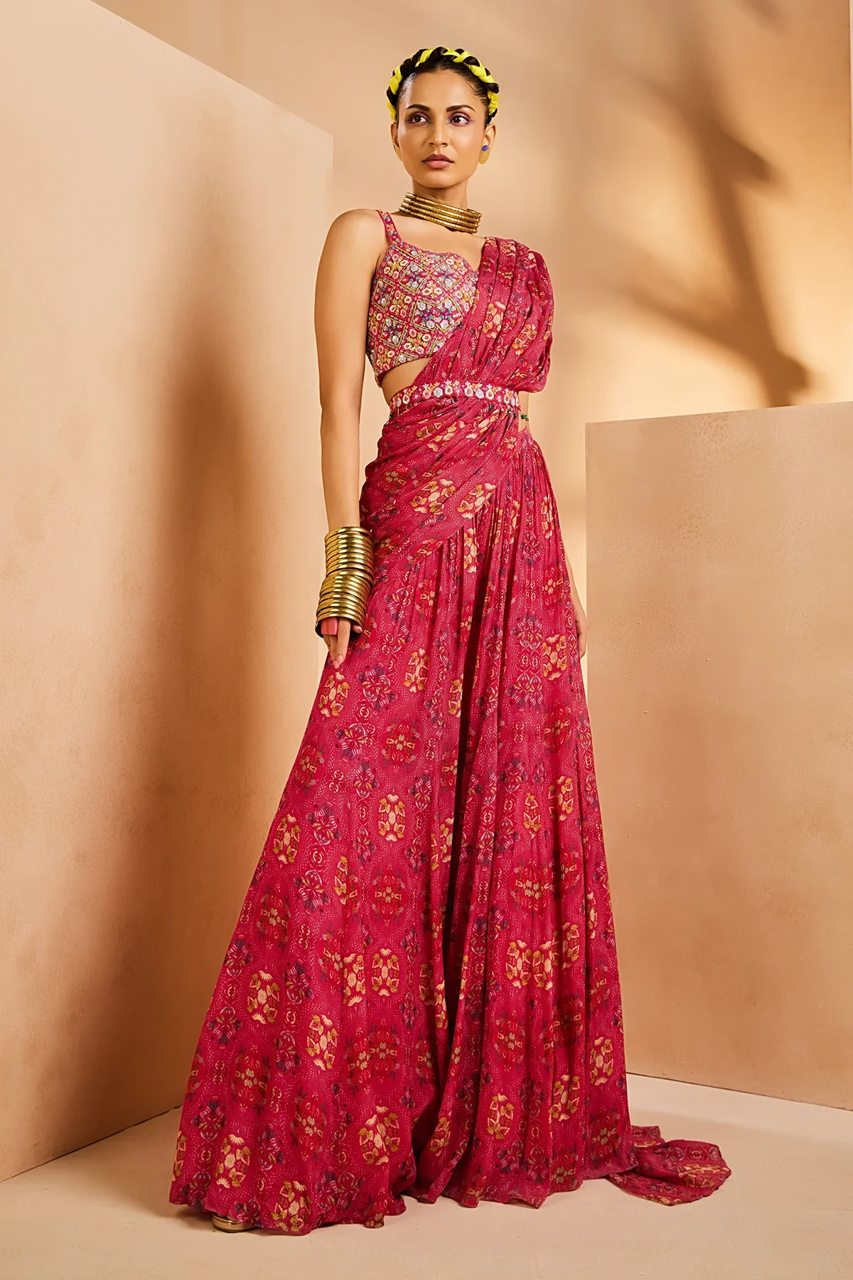 Pink Vase Kalidar Saree - Image 5