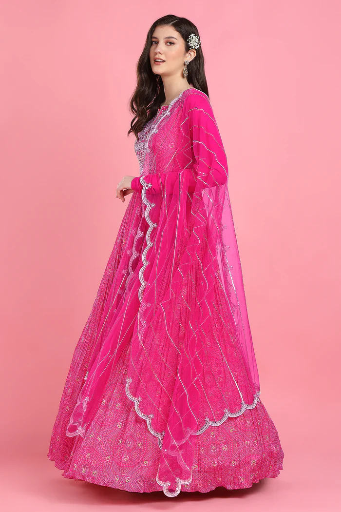 Pink Yoke Bhandini Anarkali - Image 3