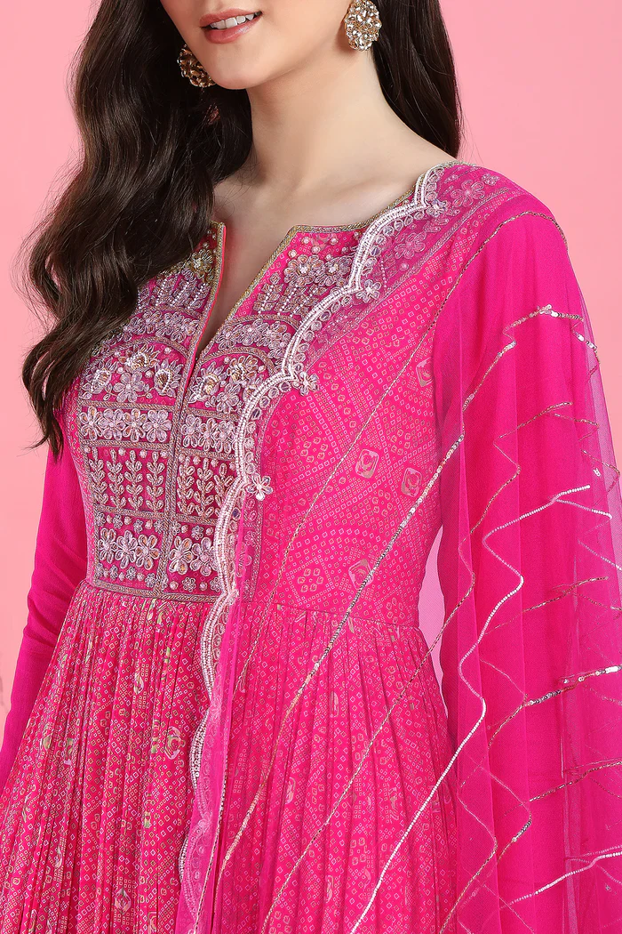 Pink Yoke Bhandini Anarkali - Image 5