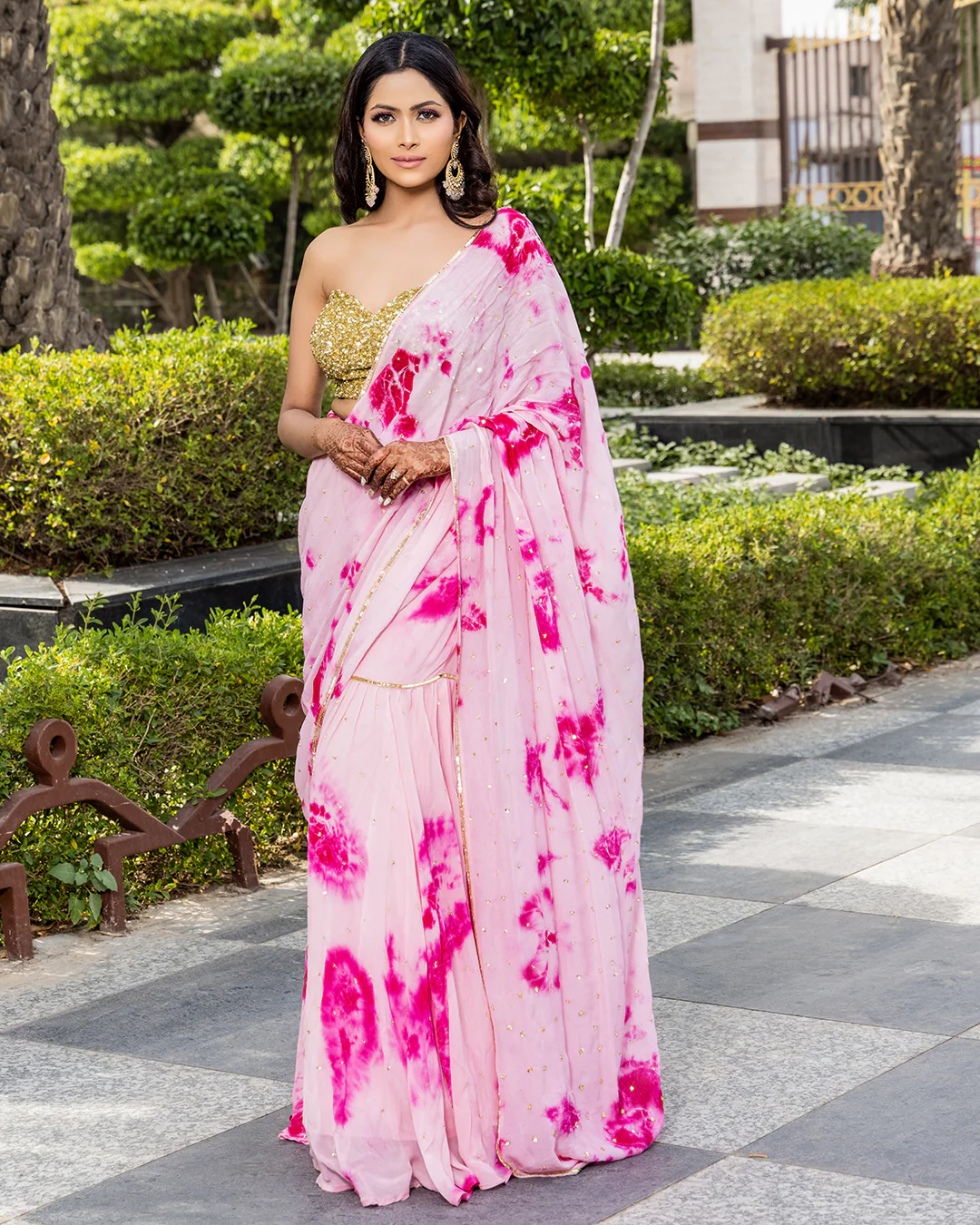 Pinky - Tie And Dye Garara Saree - Image 3