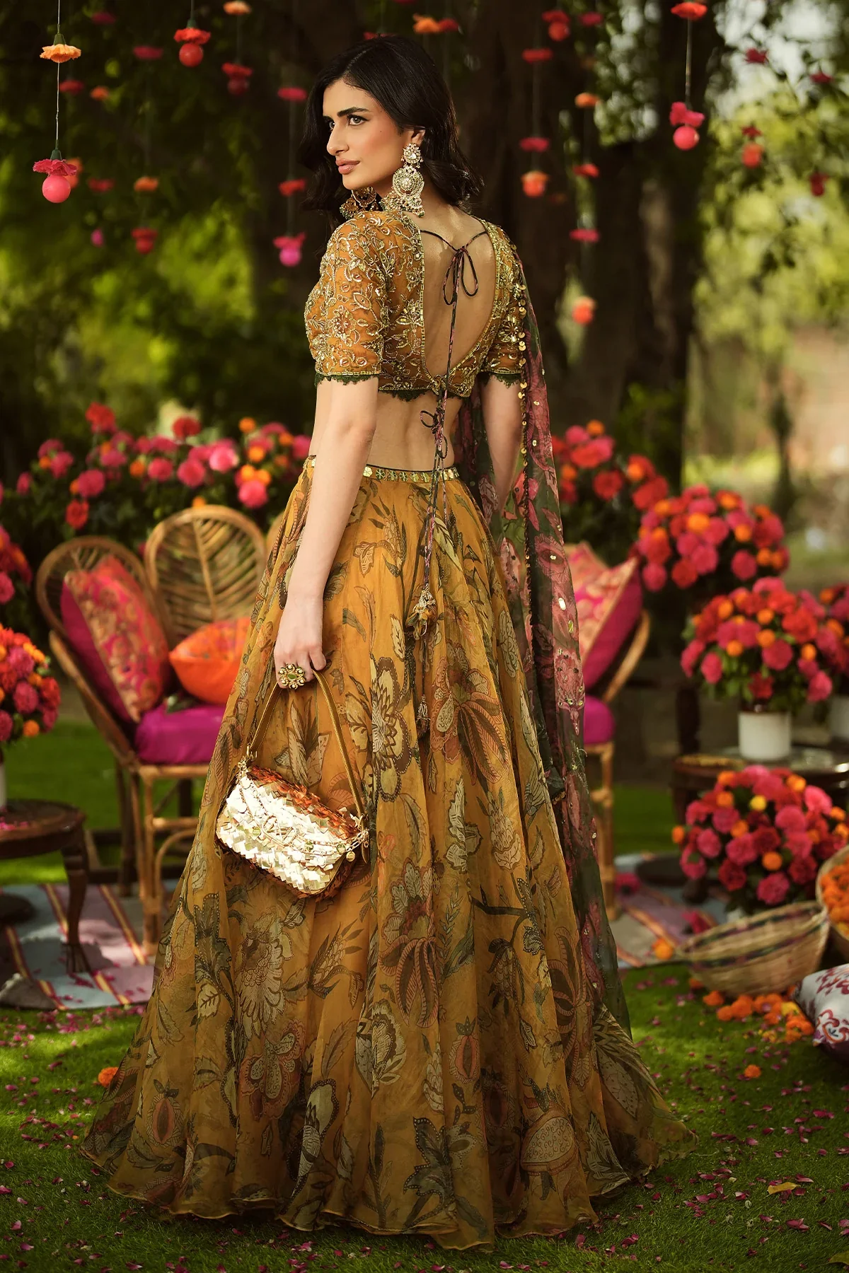 PIYA - Hand Embroidered Blouse And Dupatta With Lehenga - Image 11