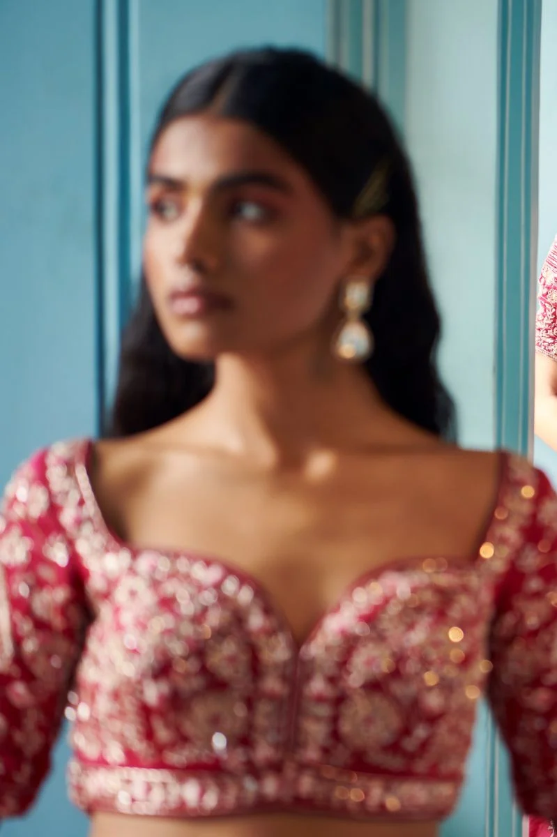 Plum Bridal Embellished Lehenga - Image 2