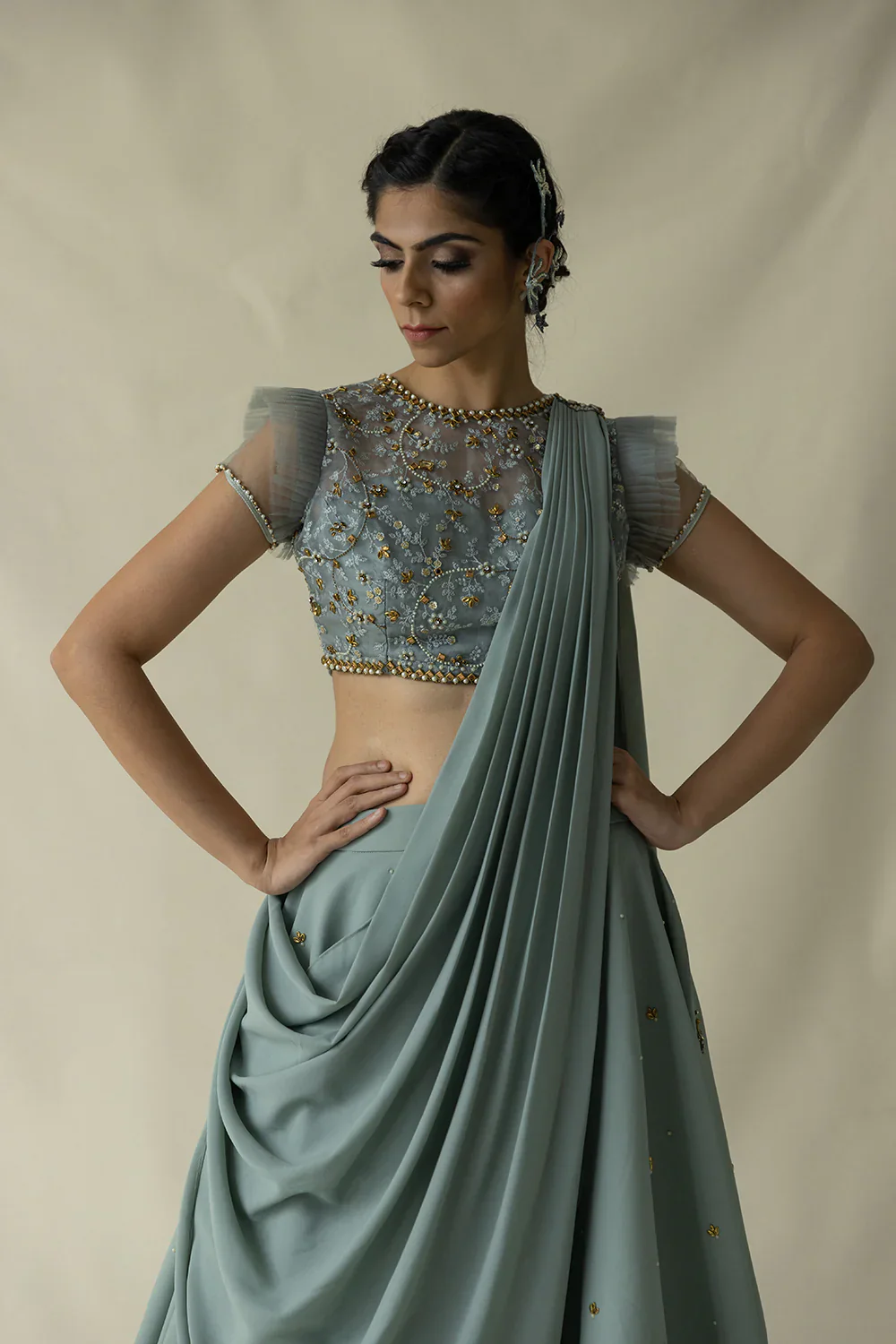 Powder Blue Lehenga - Image 5