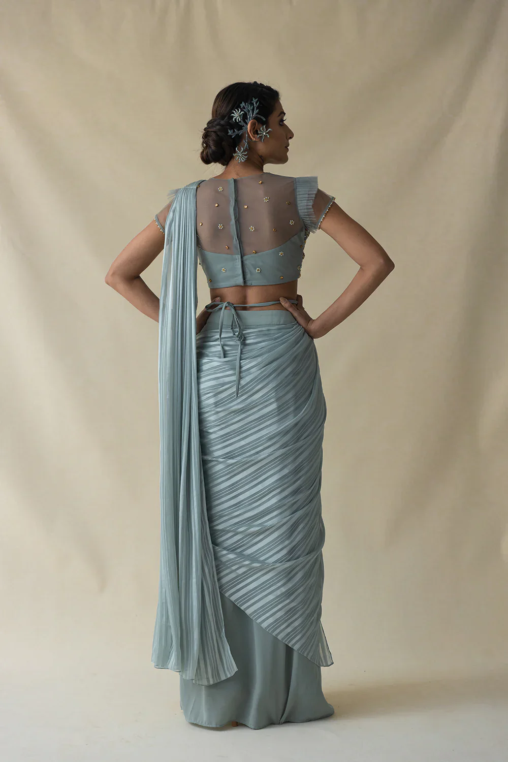Powder Blue Saree - Image 2