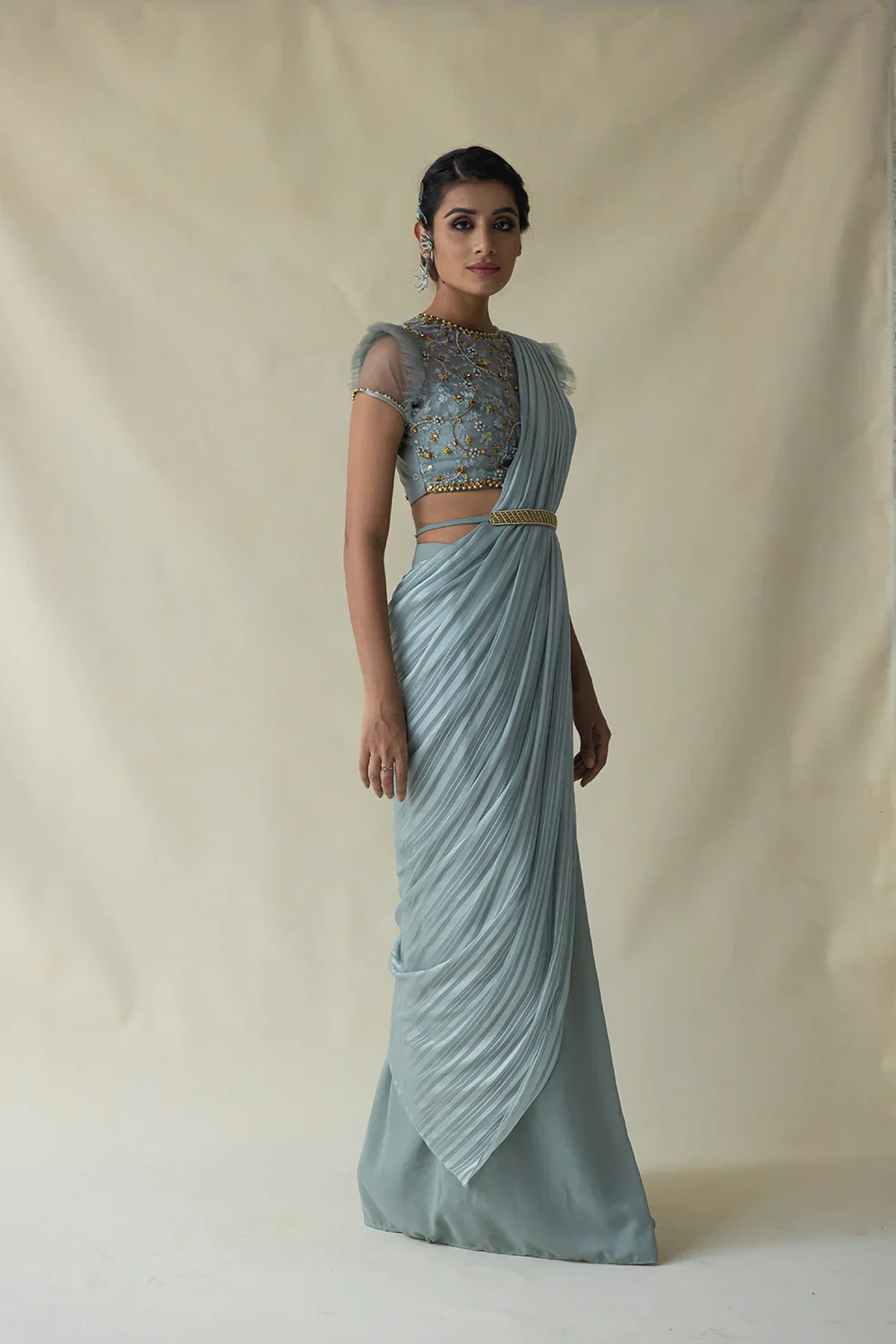 Powder Blue Saree - Image 3