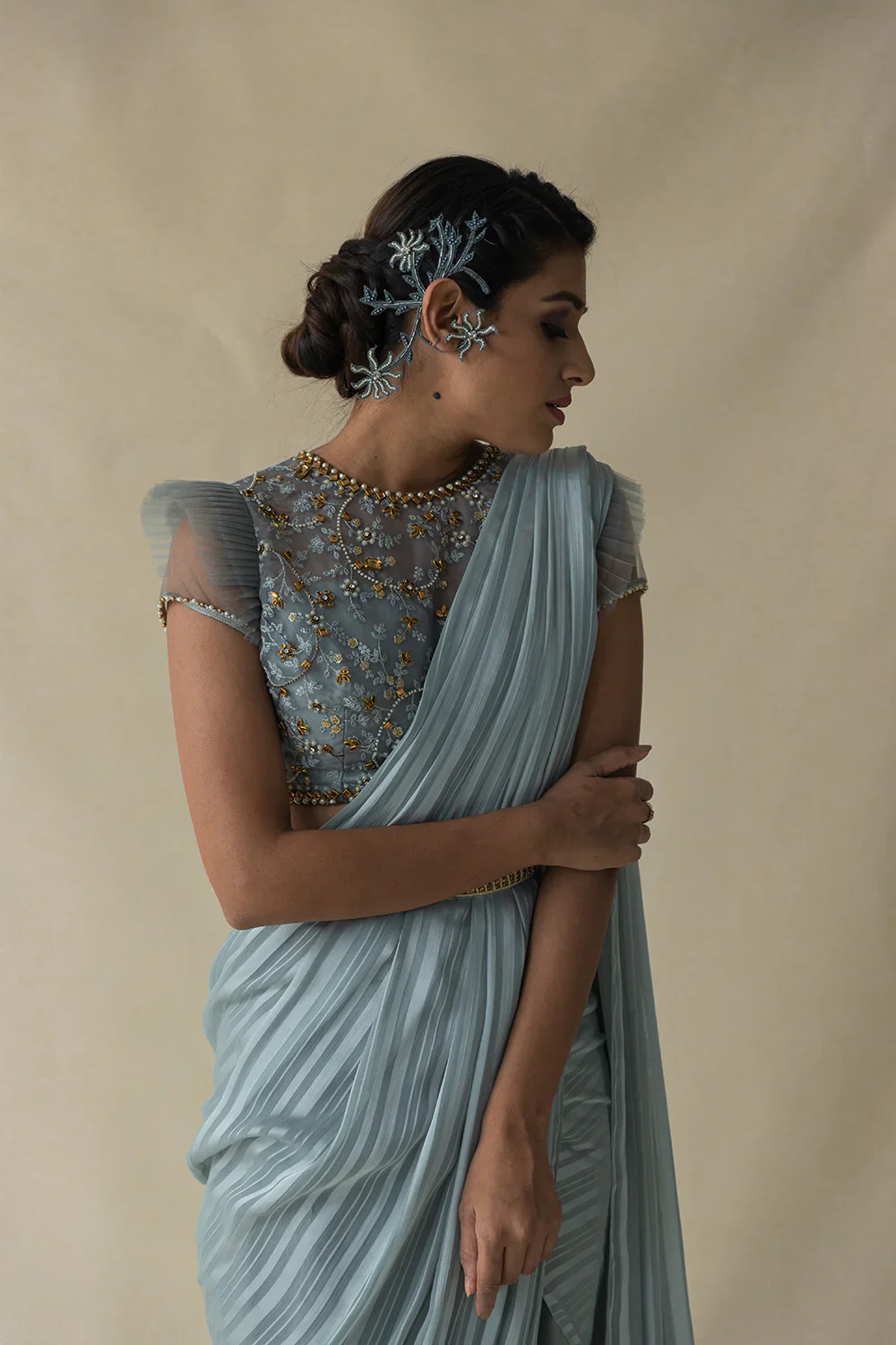 Powder Blue Saree - Image 4