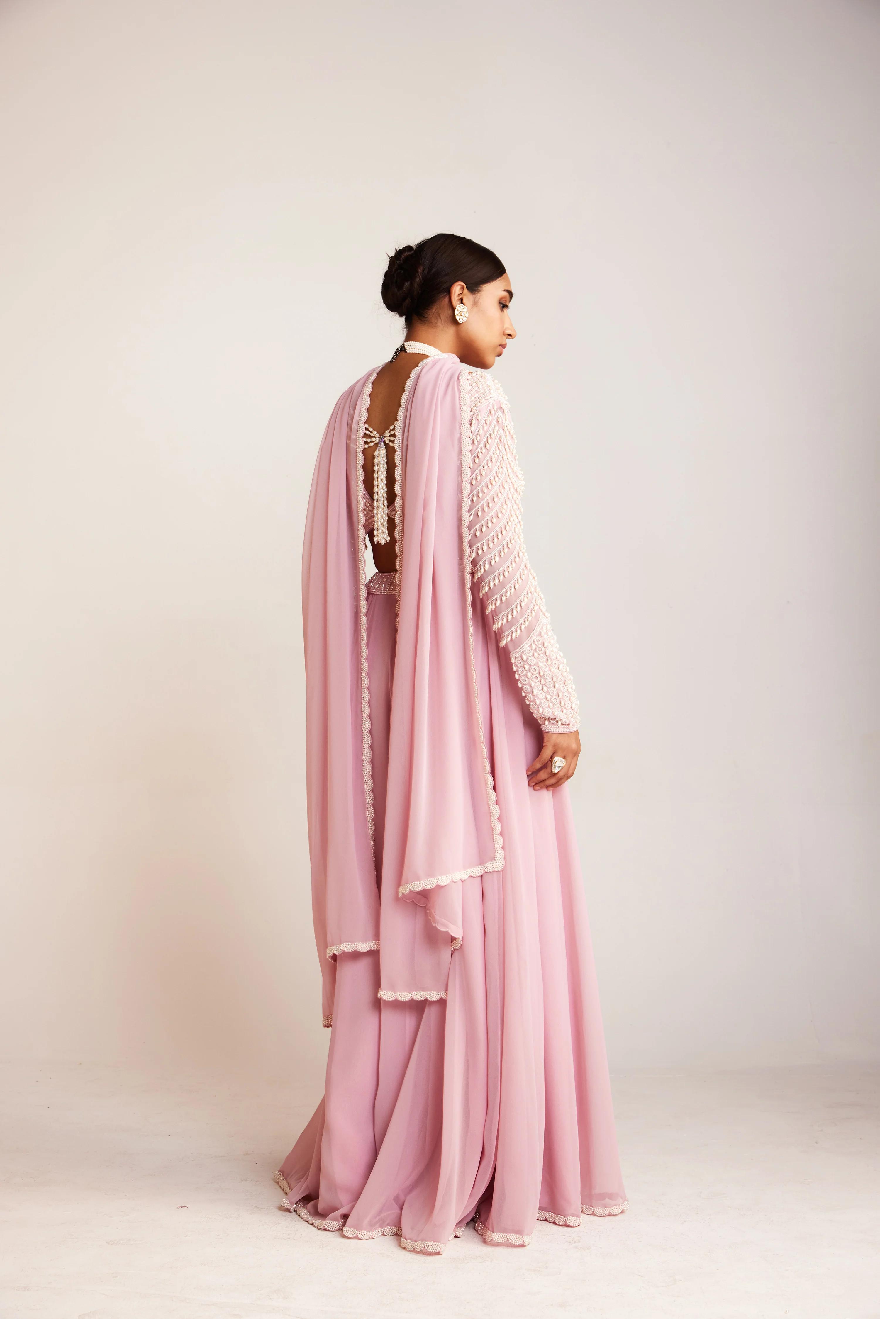 Powder Pink Lehenga Pant Set - Image 4