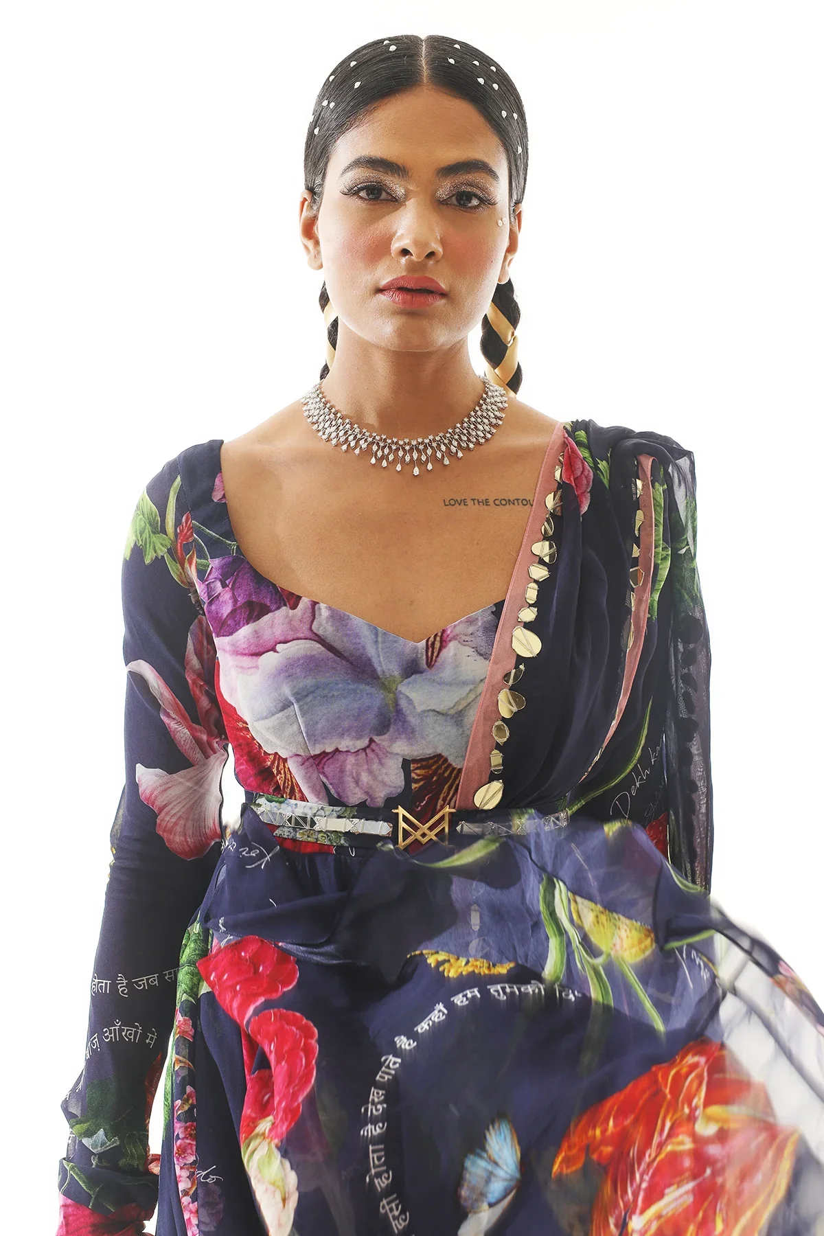 Printed Anarkali With Embroidered Dupatta And Belt - Image 6
