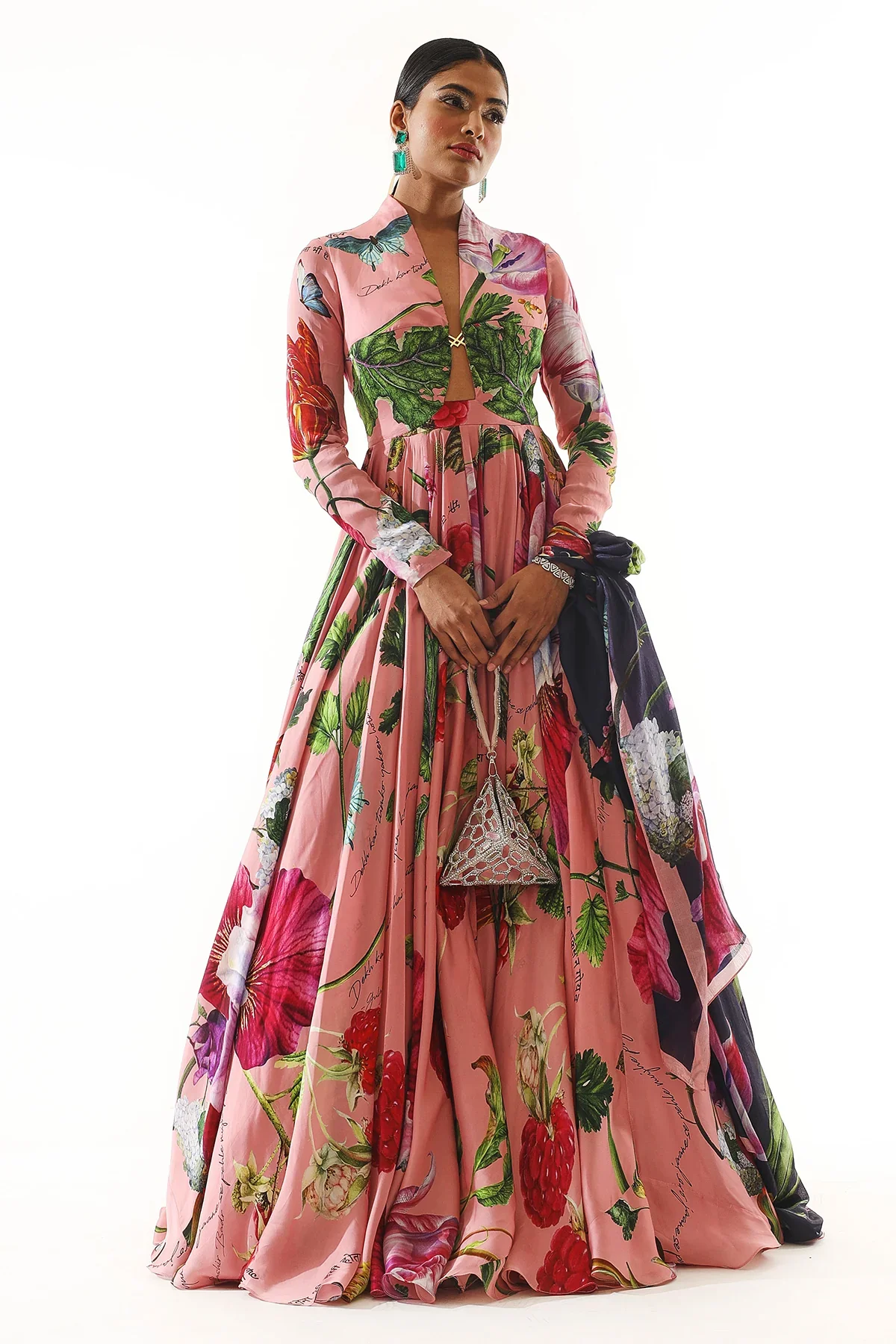 Printed Anarkali With Printed Dupatta