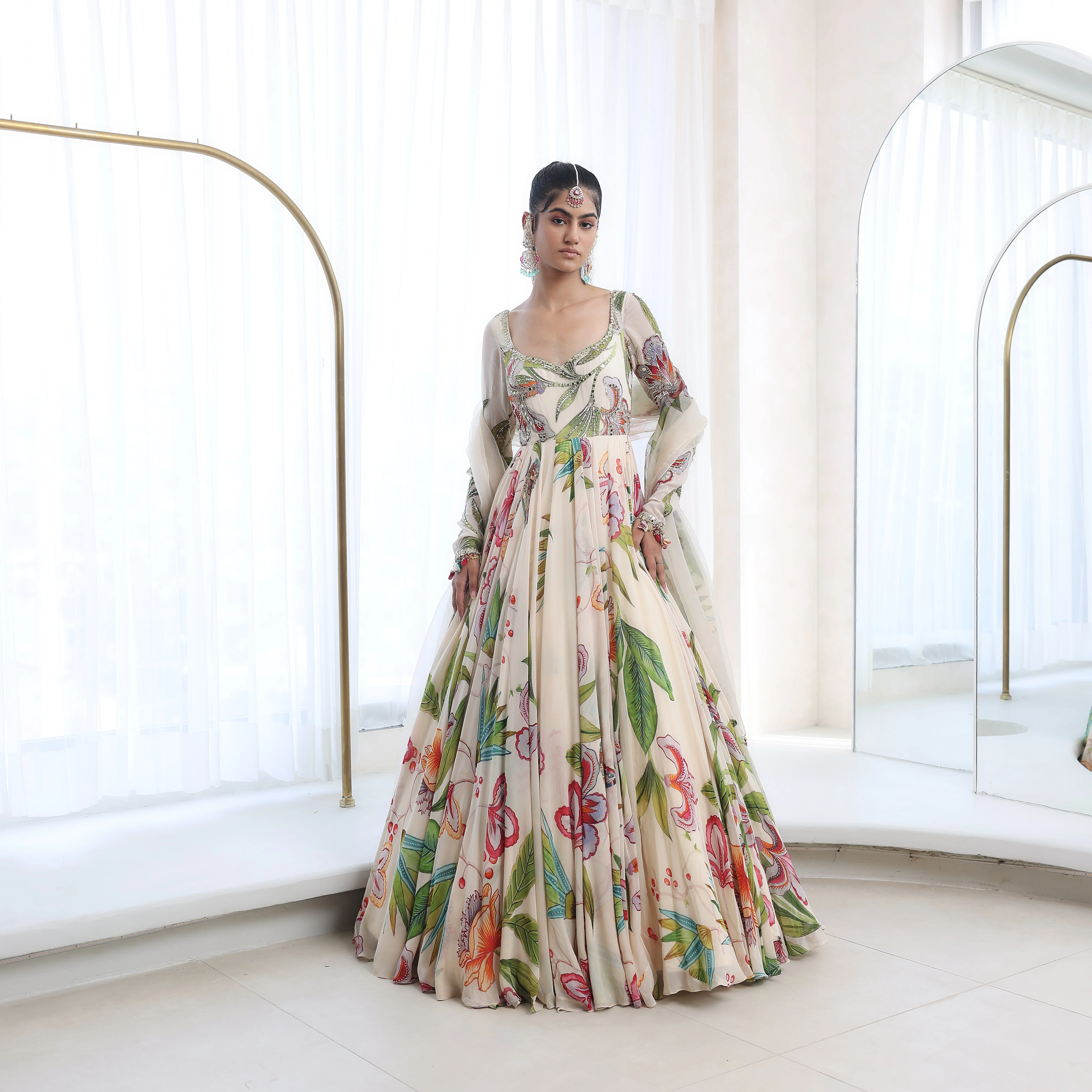 ANIKA - Printed Embroidered Anarkali Set