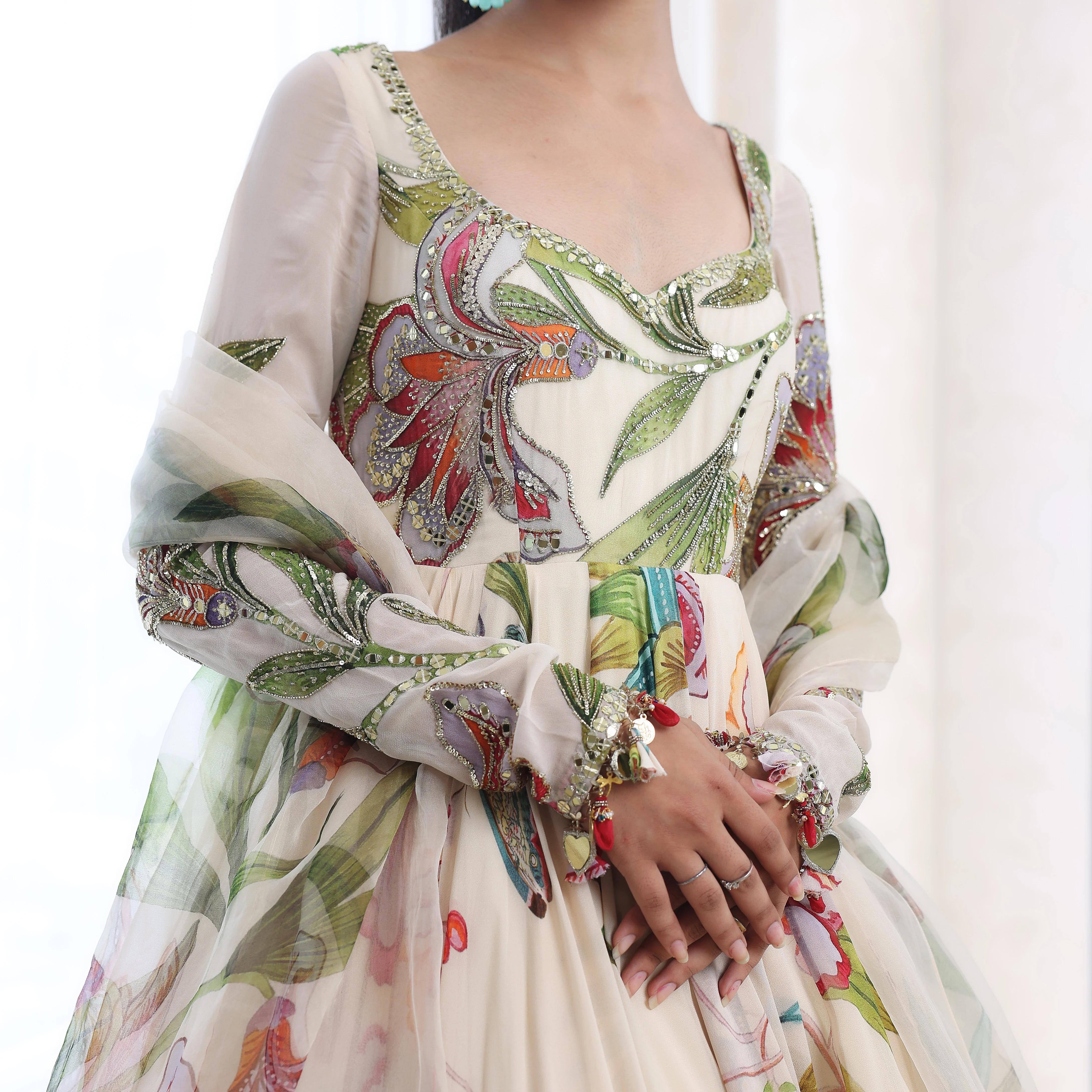 ANIKA - Printed Embroidered Anarkali Set - Image 5