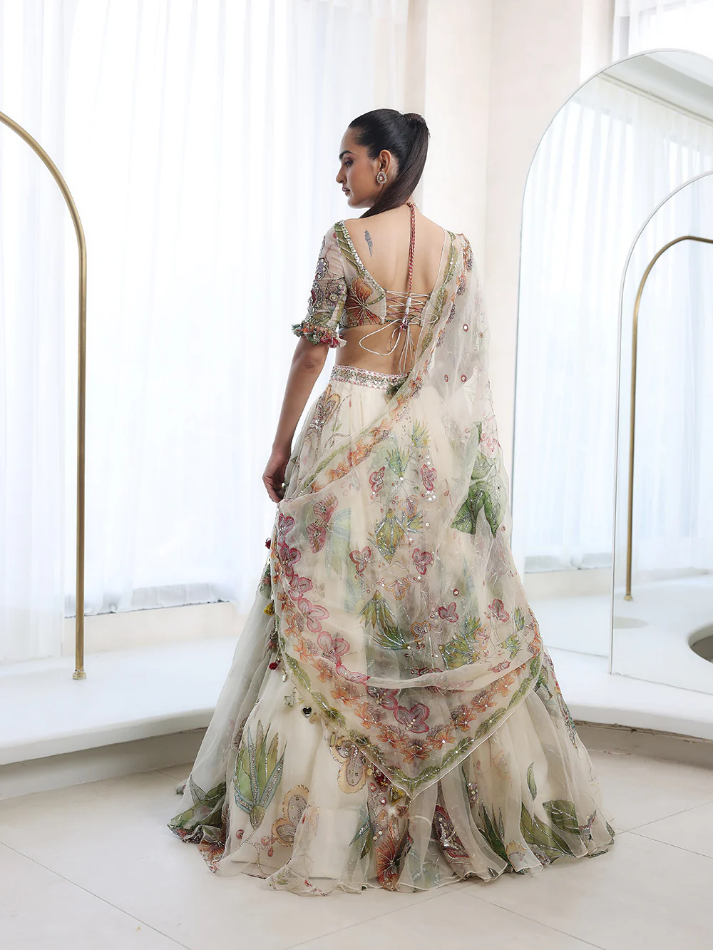 DIA - Printed Embroidered Blouse With Lehenga And Dupatta - Image 5