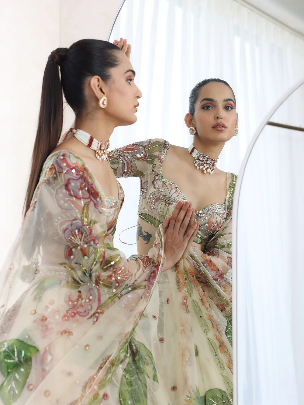DIA - Printed Embroidered Blouse With Lehenga And Dupatta - Image 7
