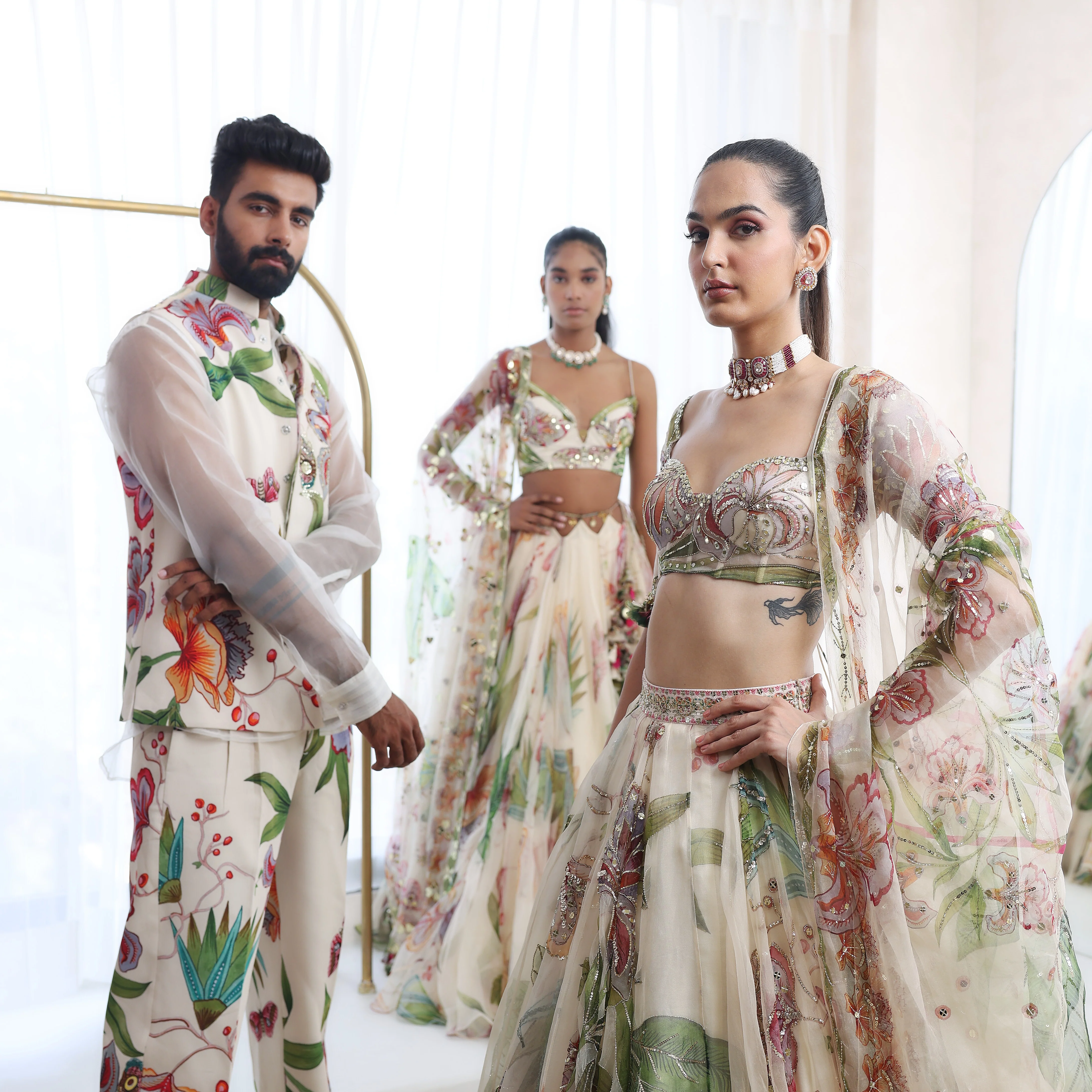 DIA - Printed Embroidered Blouse With Lehenga And Dupatta - Image 8
