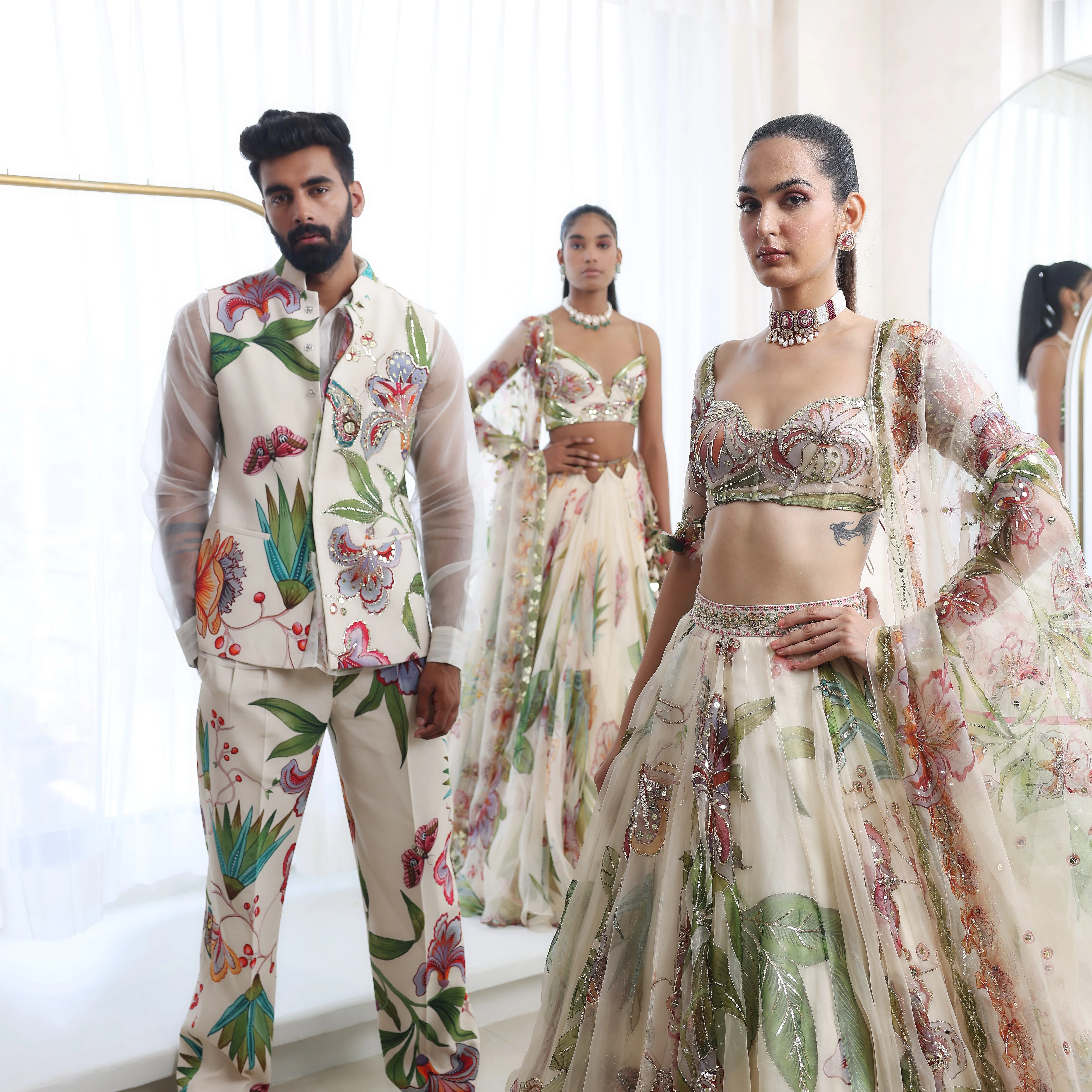 DIA - Printed Embroidered Blouse With Lehenga And Dupatta - Image 9