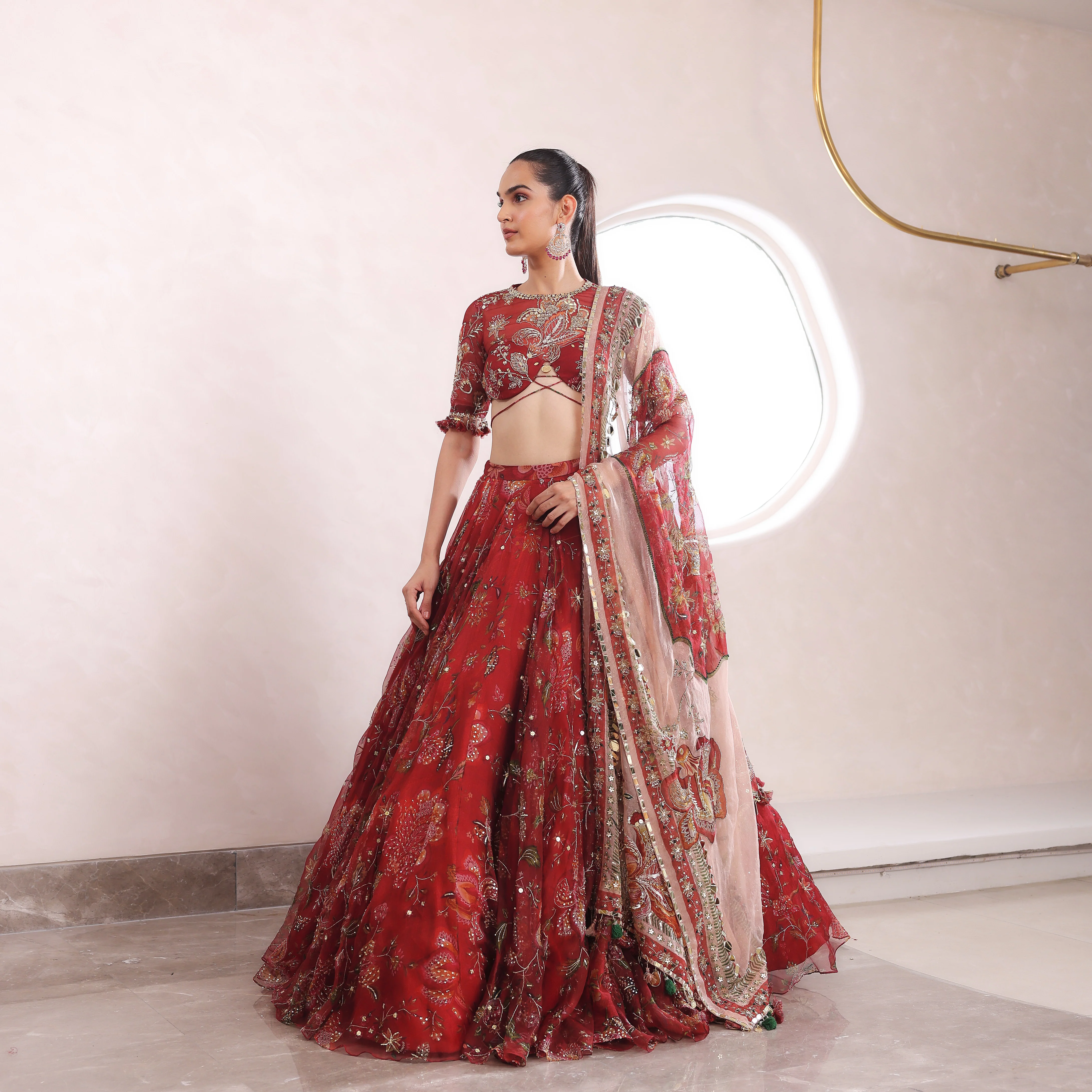THIYA - Printed Embroidered Lehenga With Matching Blouse And Dupatta - Image 3