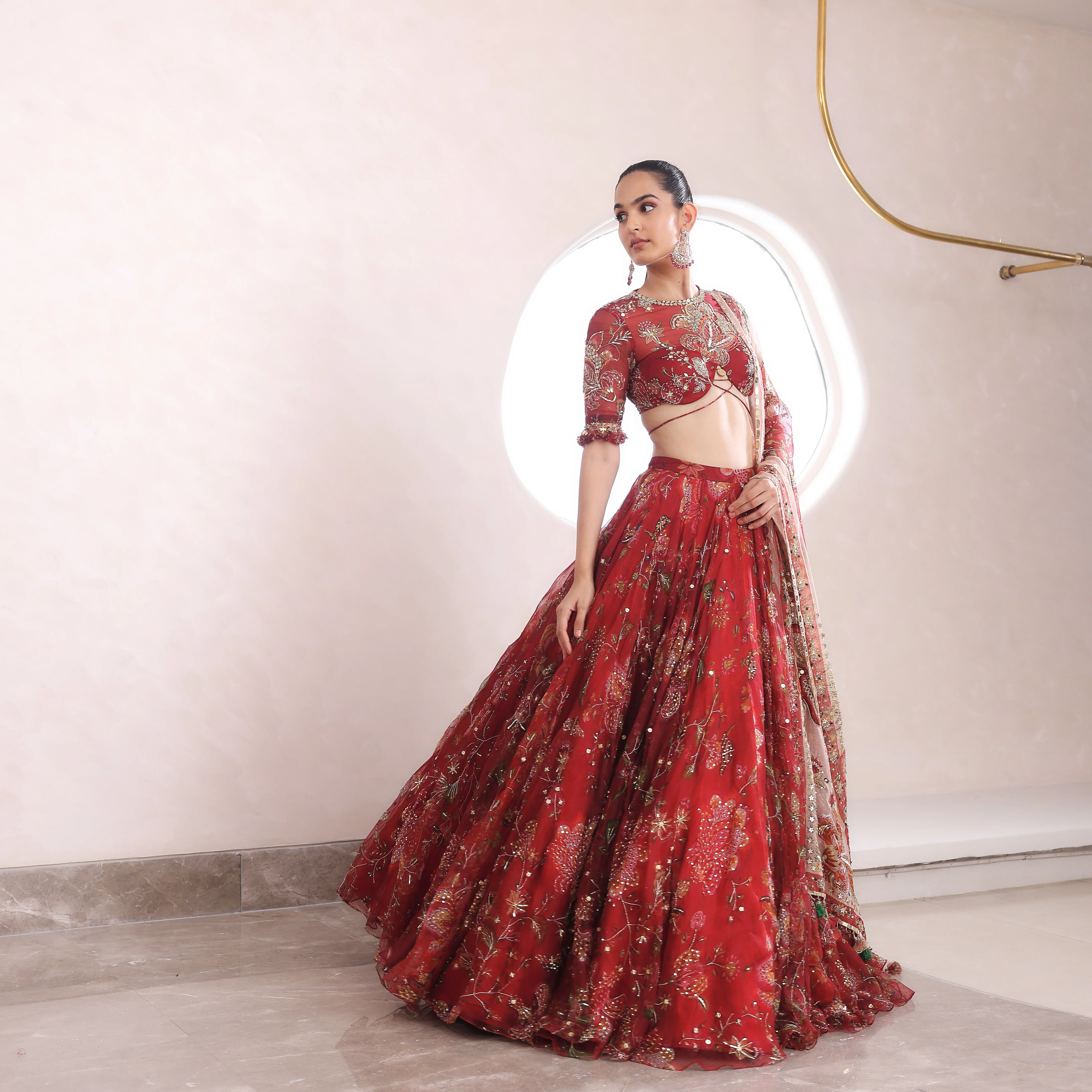 THIYA - Printed Embroidered Lehenga With Matching Blouse And Dupatta - Image 4