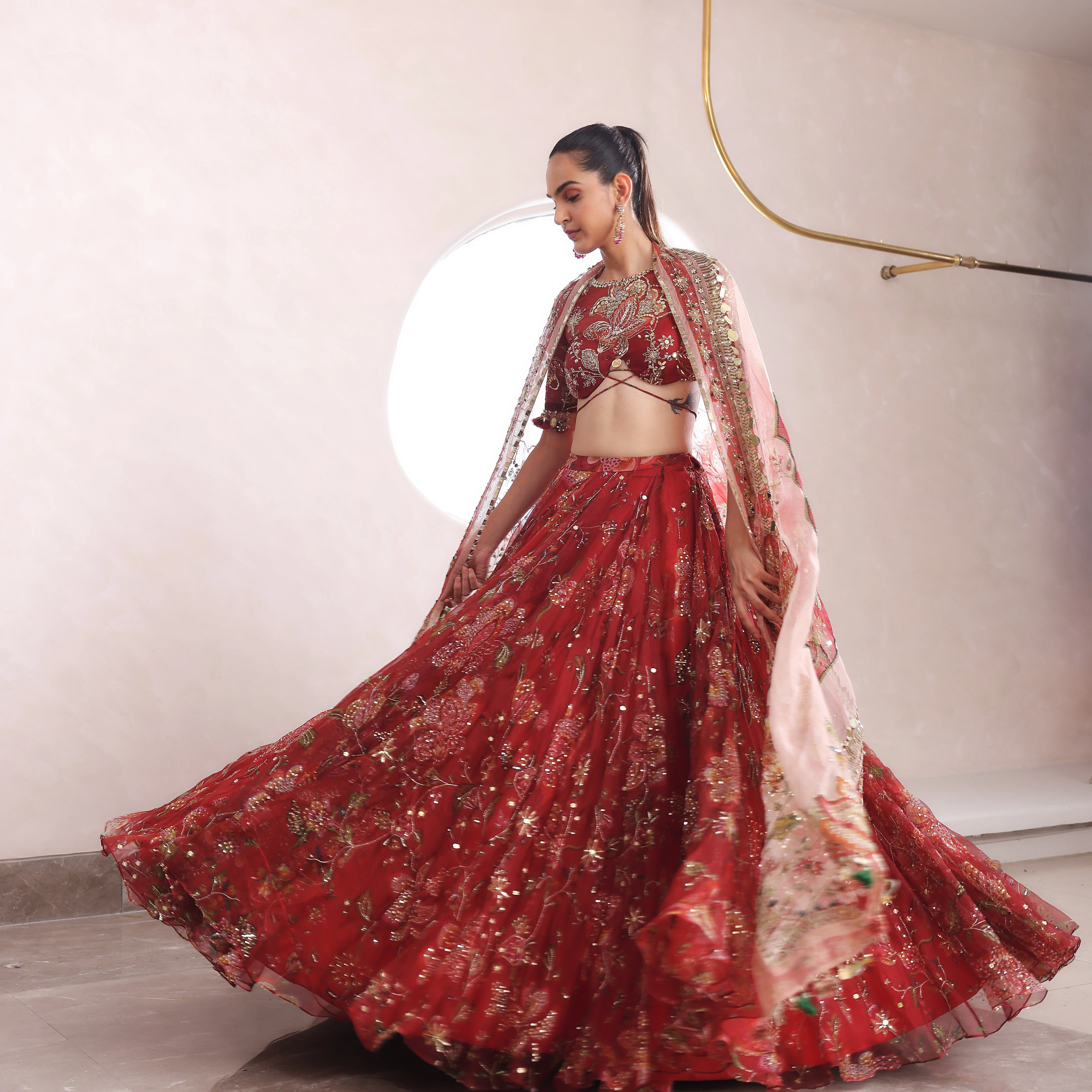 THIYA - Printed Embroidered Lehenga With Matching Blouse And Dupatta - Image 6