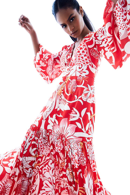 Printed Gathered Maxi Dress - Image 6
