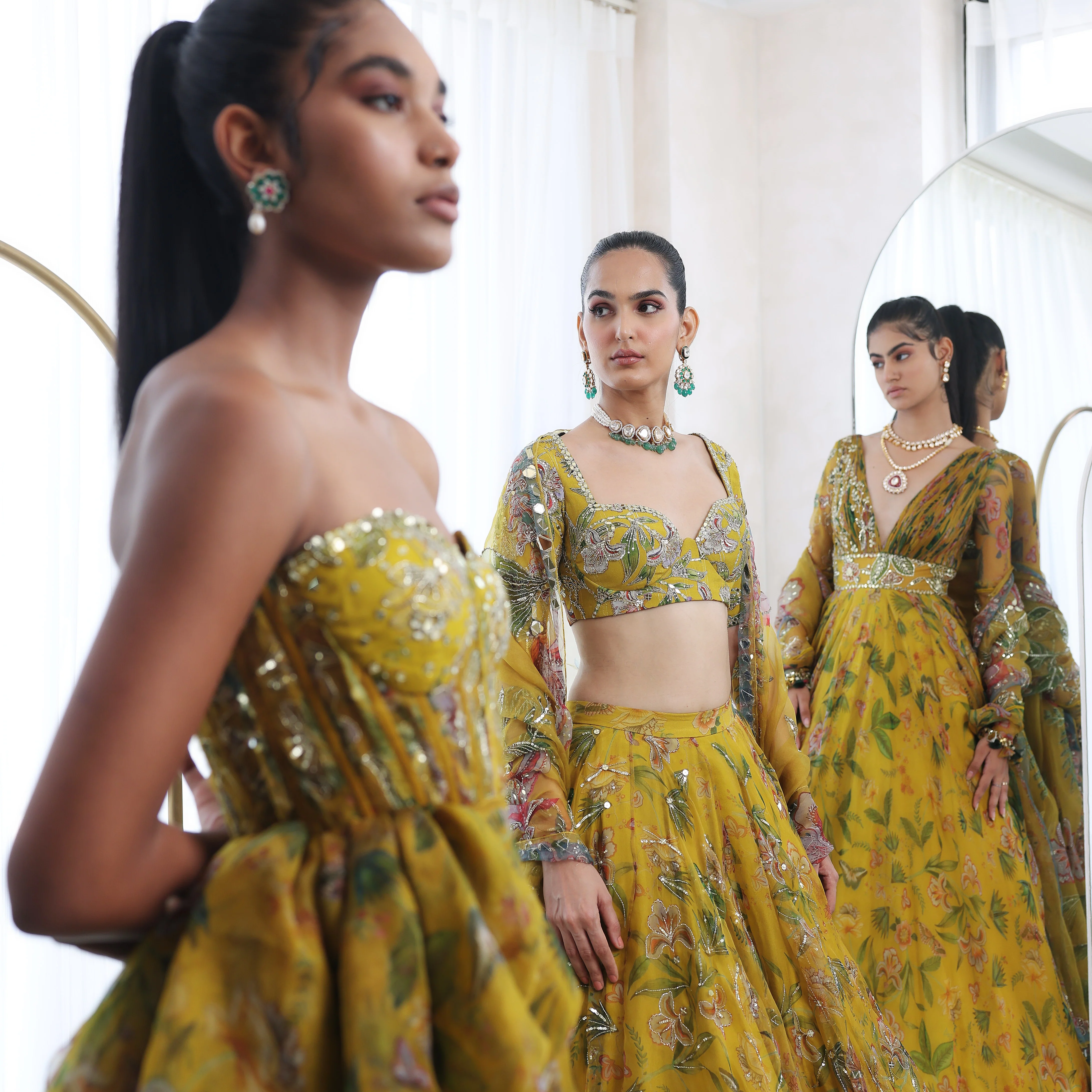 ISHANI - Printed Gown With Embroidered Bodice - Image 8