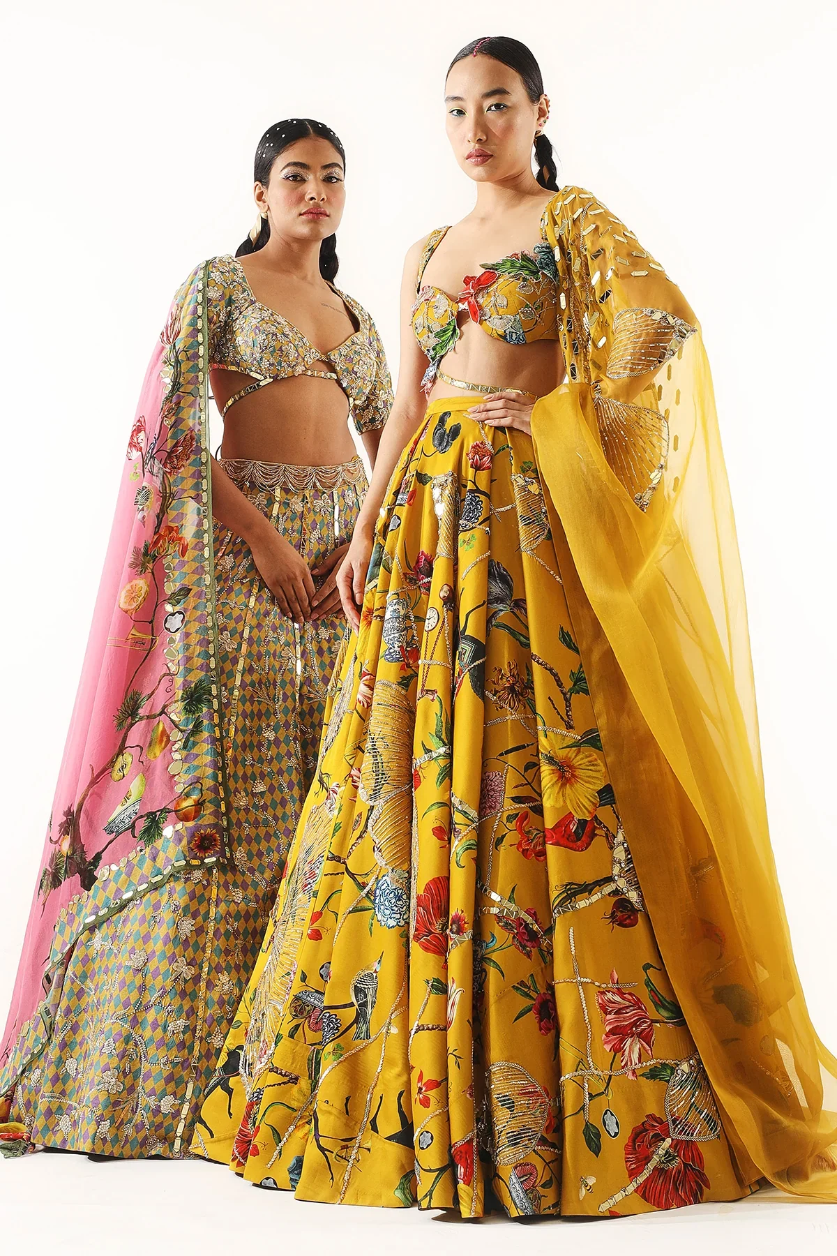 Printed Heavy Embroidered Lehenga And Blouse With Two Dupattas - Image 6