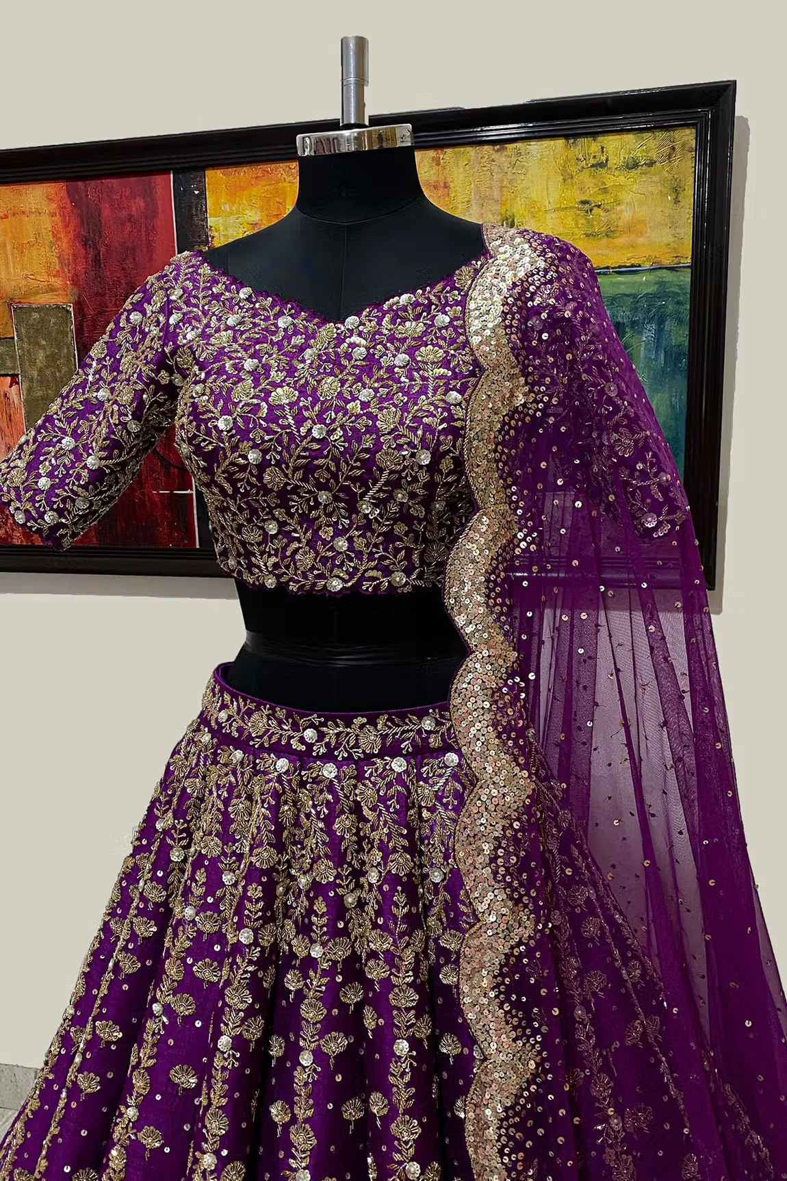 Purple Chroma Silk Lehenga Set - Image 2