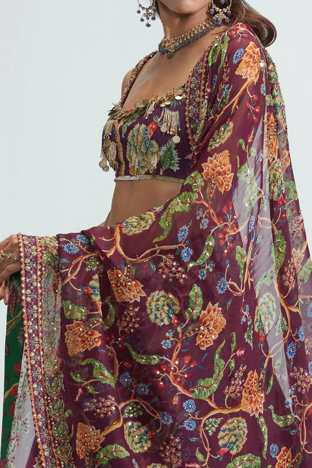 Purple Nadia Satin Organza Lehenga Set - Image 5