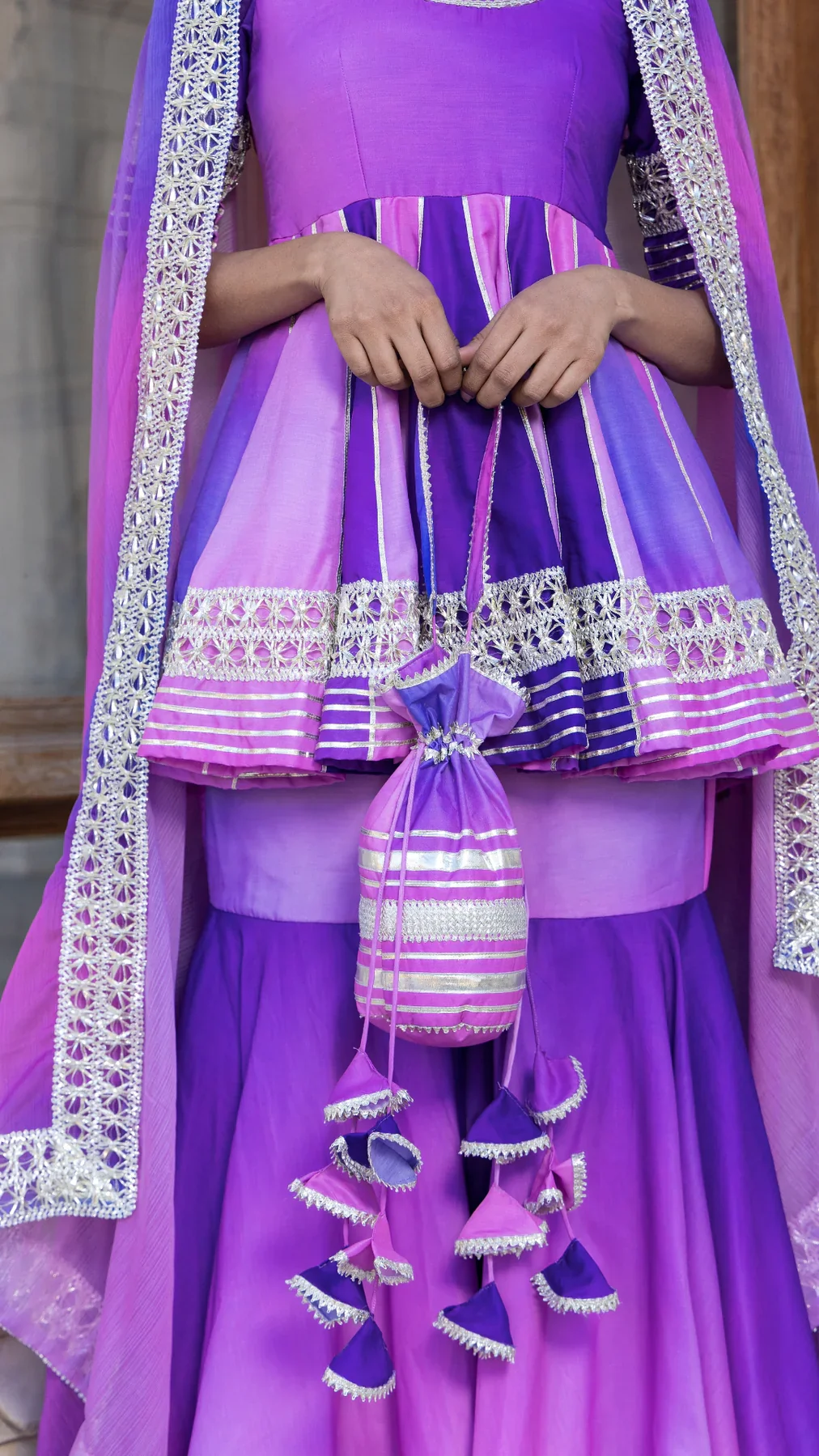 Purple Ombre Muslin Sharara Set - Image 4