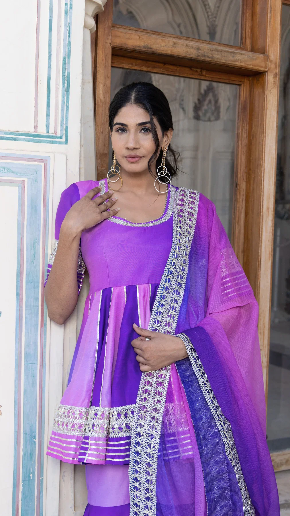 Purple Ombre Muslin Sharara Set - Image 5