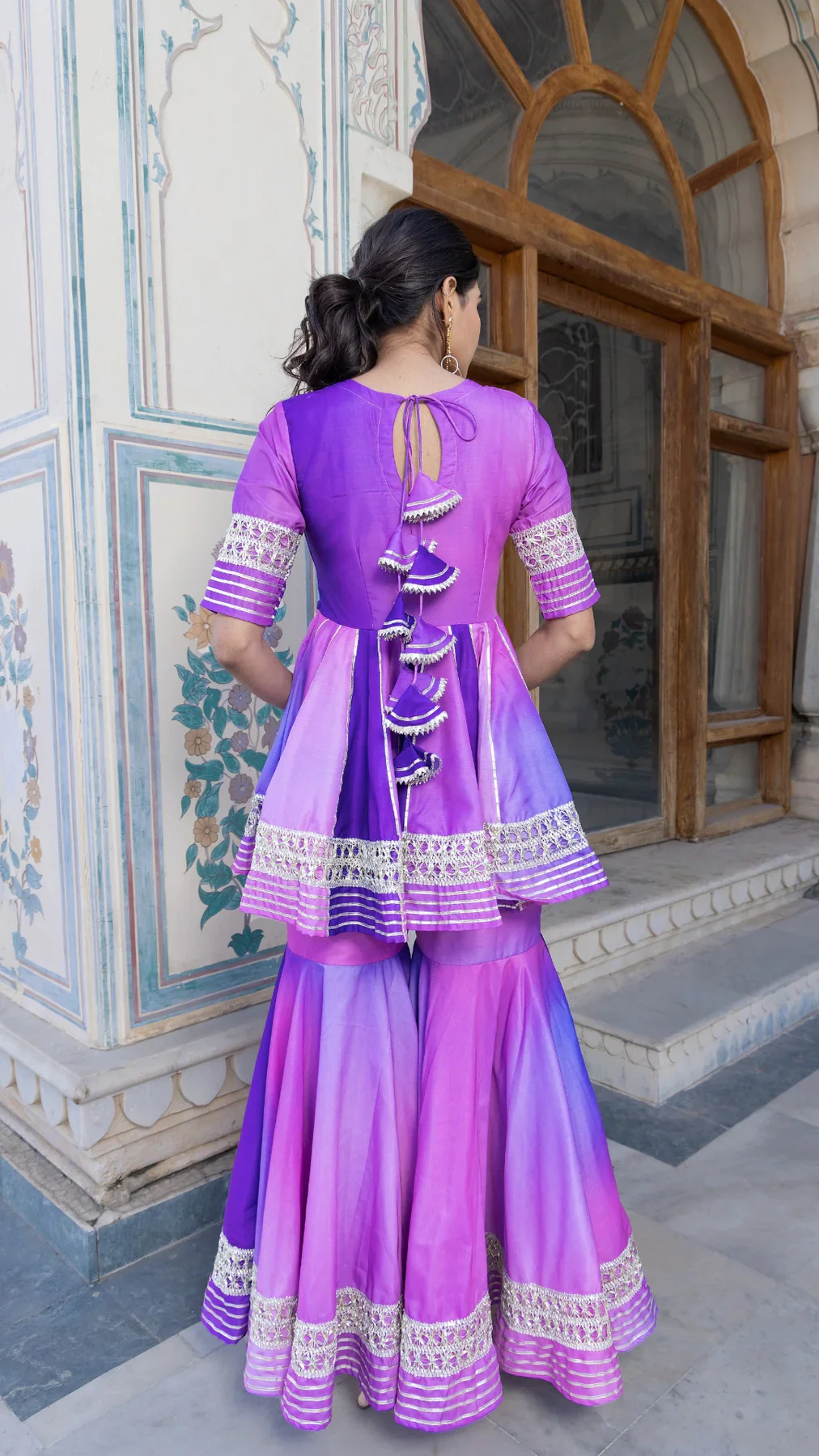 Purple Ombre Muslin Sharara Set - Image 7