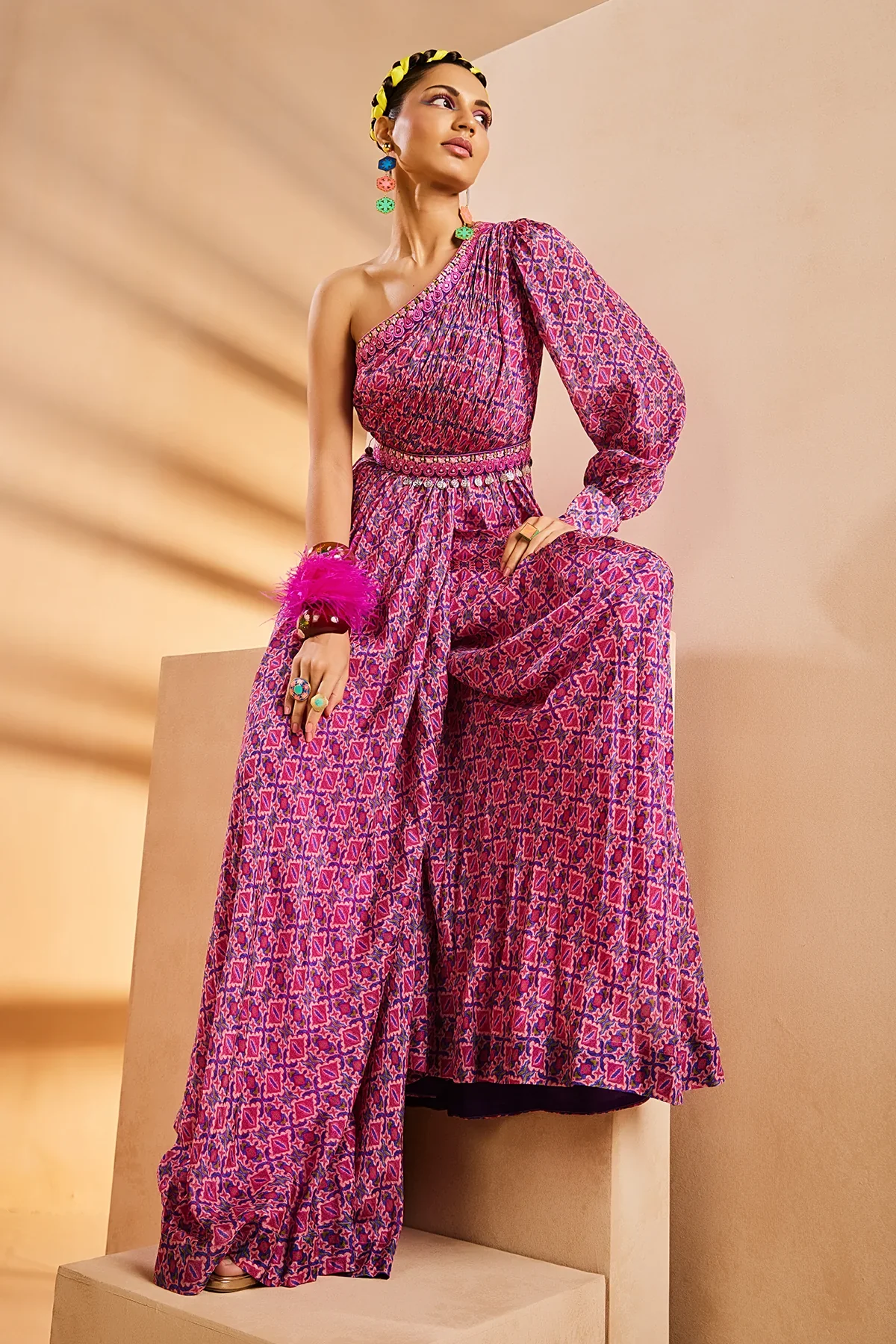 Purple One Shoulder Jumpsuit - Image 3