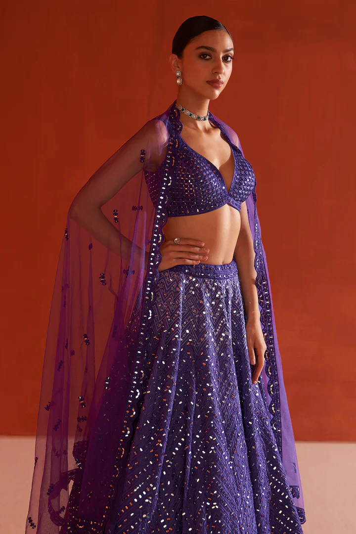 Purple Raw Silk Lehnga Set - Image 6