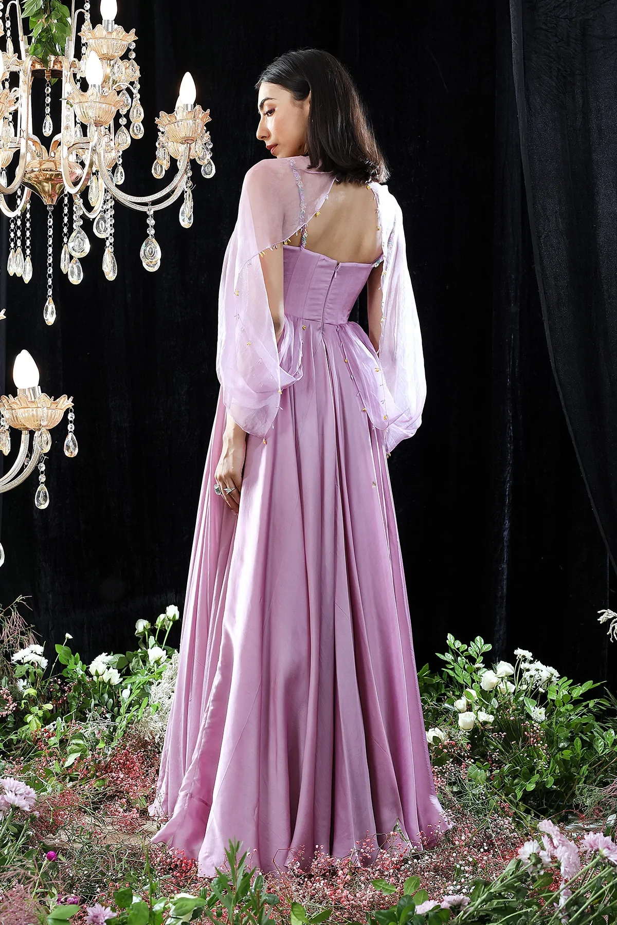 Purple Shantoon Adele Hand Embroidered Cape With Anarkali - Image 2