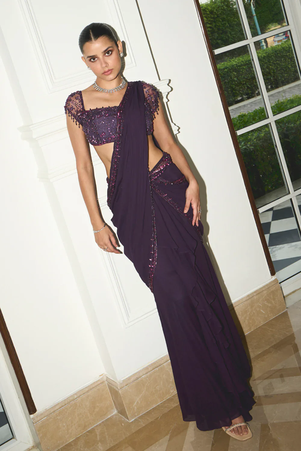 Purple Tonal Saree - Image 2