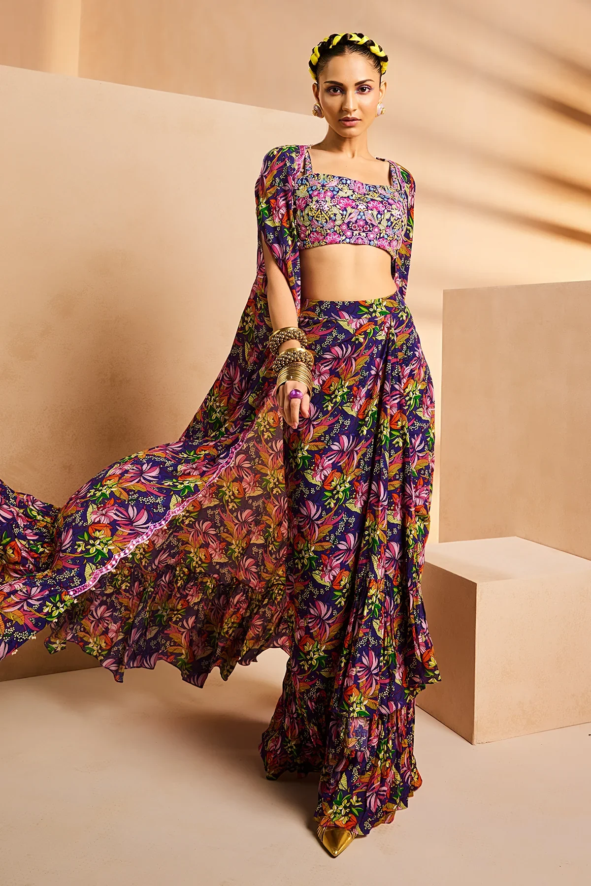 Purple Wrap Skirt Jacket - Image 2