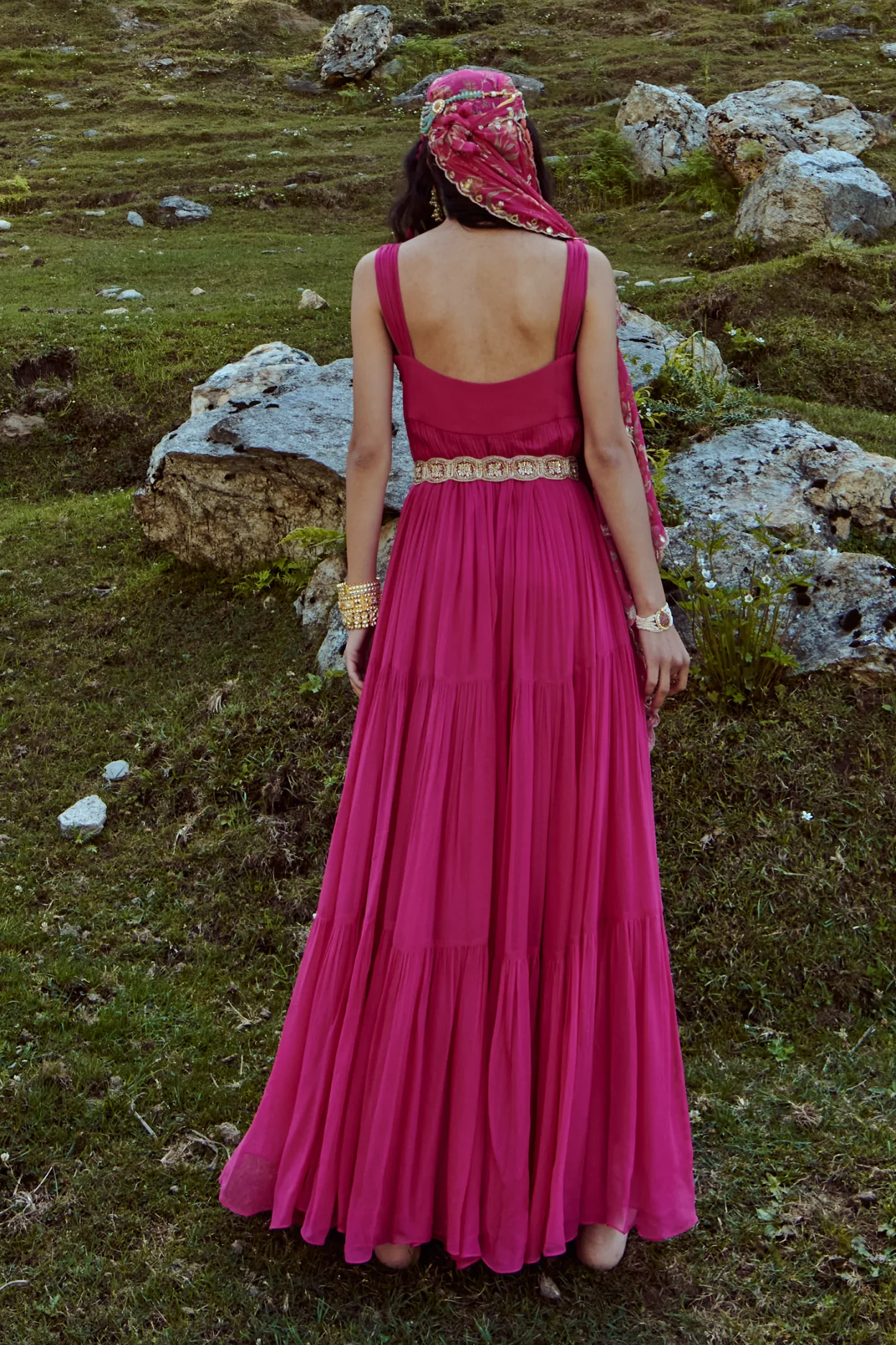 Rani Pink Three Layered Maxi Dress - Image 2
