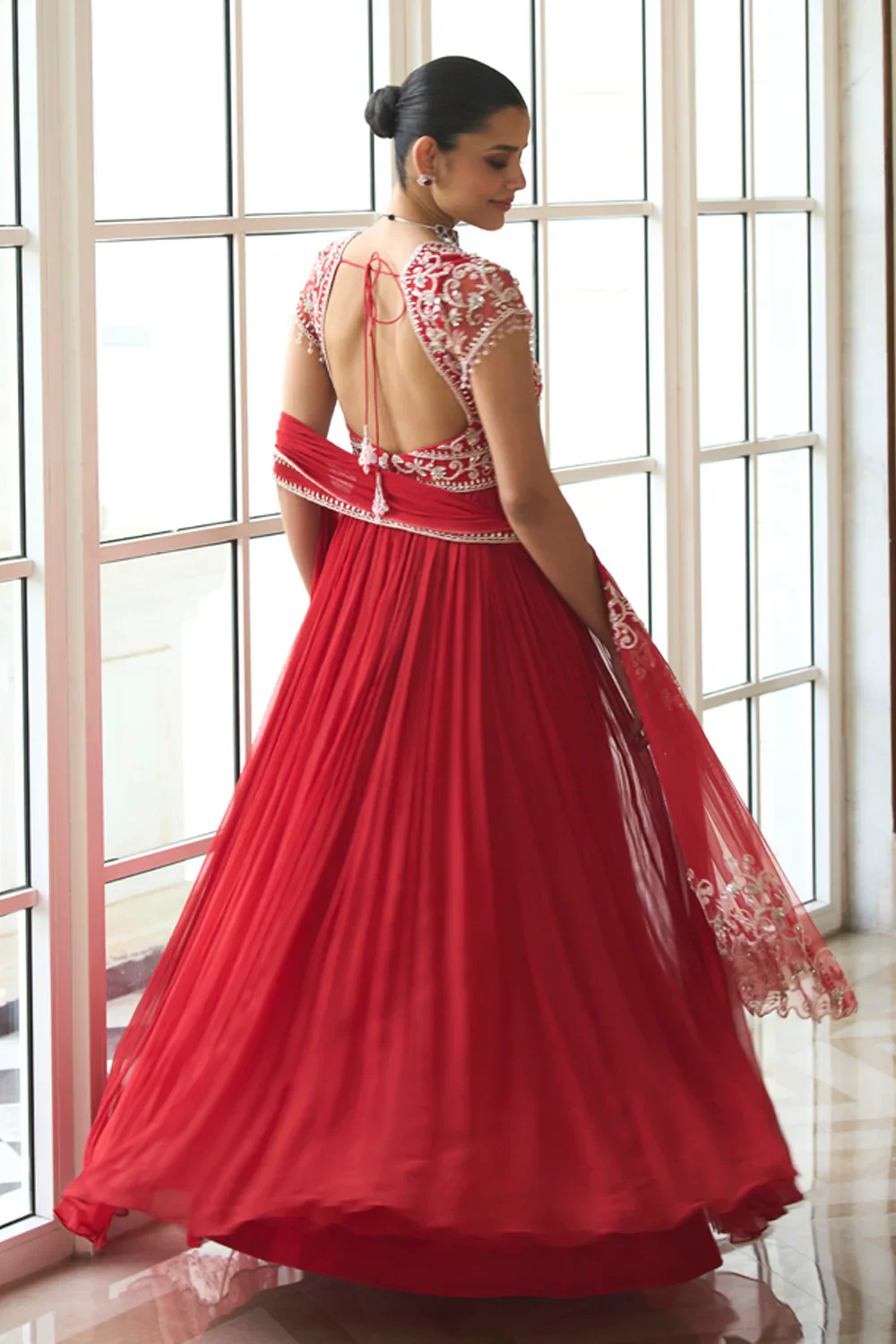 Red Anarkali Set - Image 3