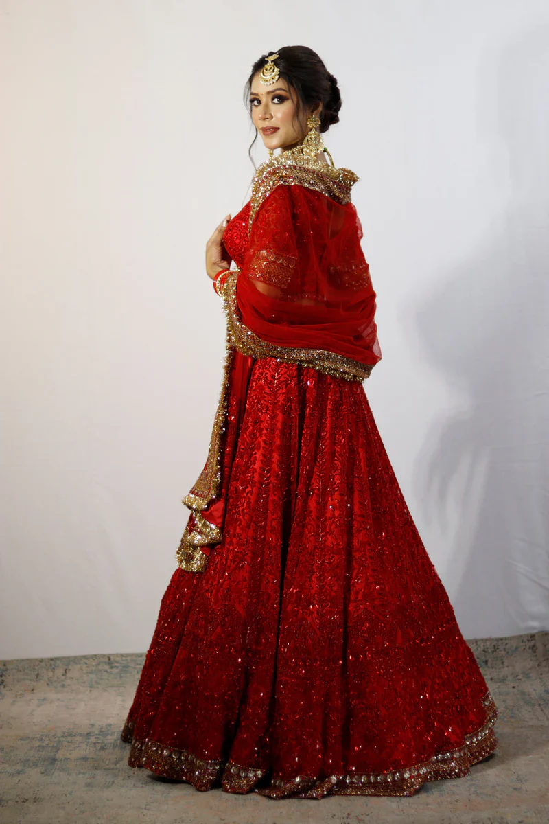 Red Bridal Lehenga Set - Image 2