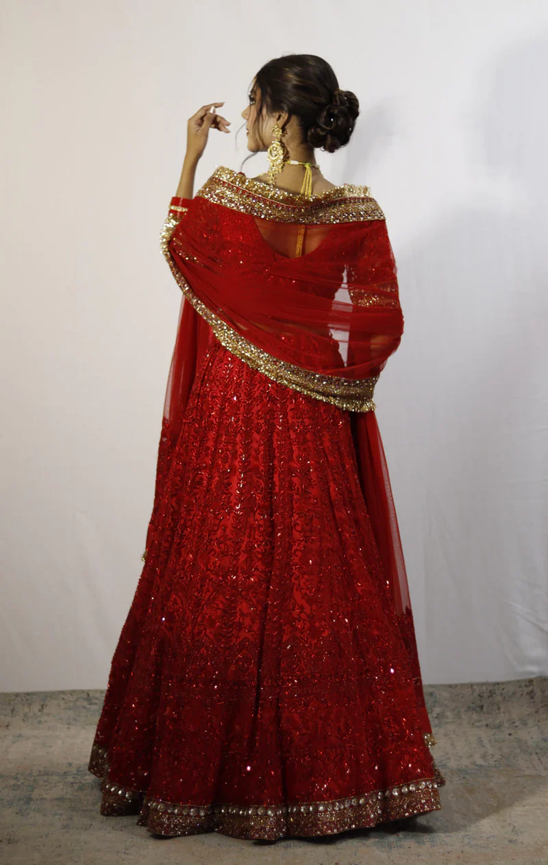 Red Bridal Lehenga Set - Image 5