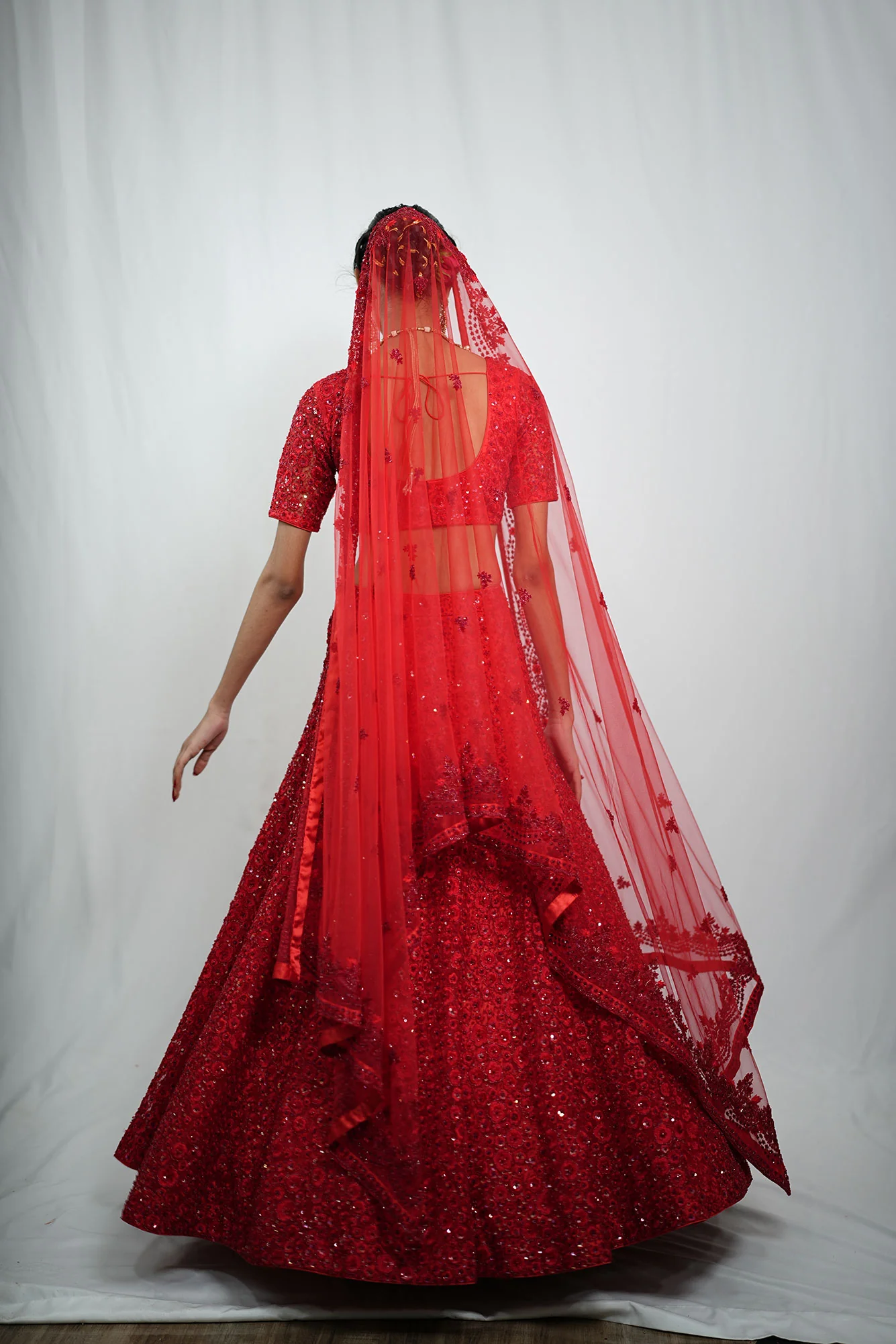 Red Bridal Lehenga Set - Image 6