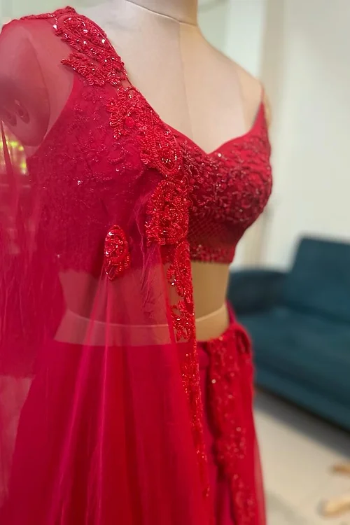 Red Chilli Pepper Lehenga - Image 3