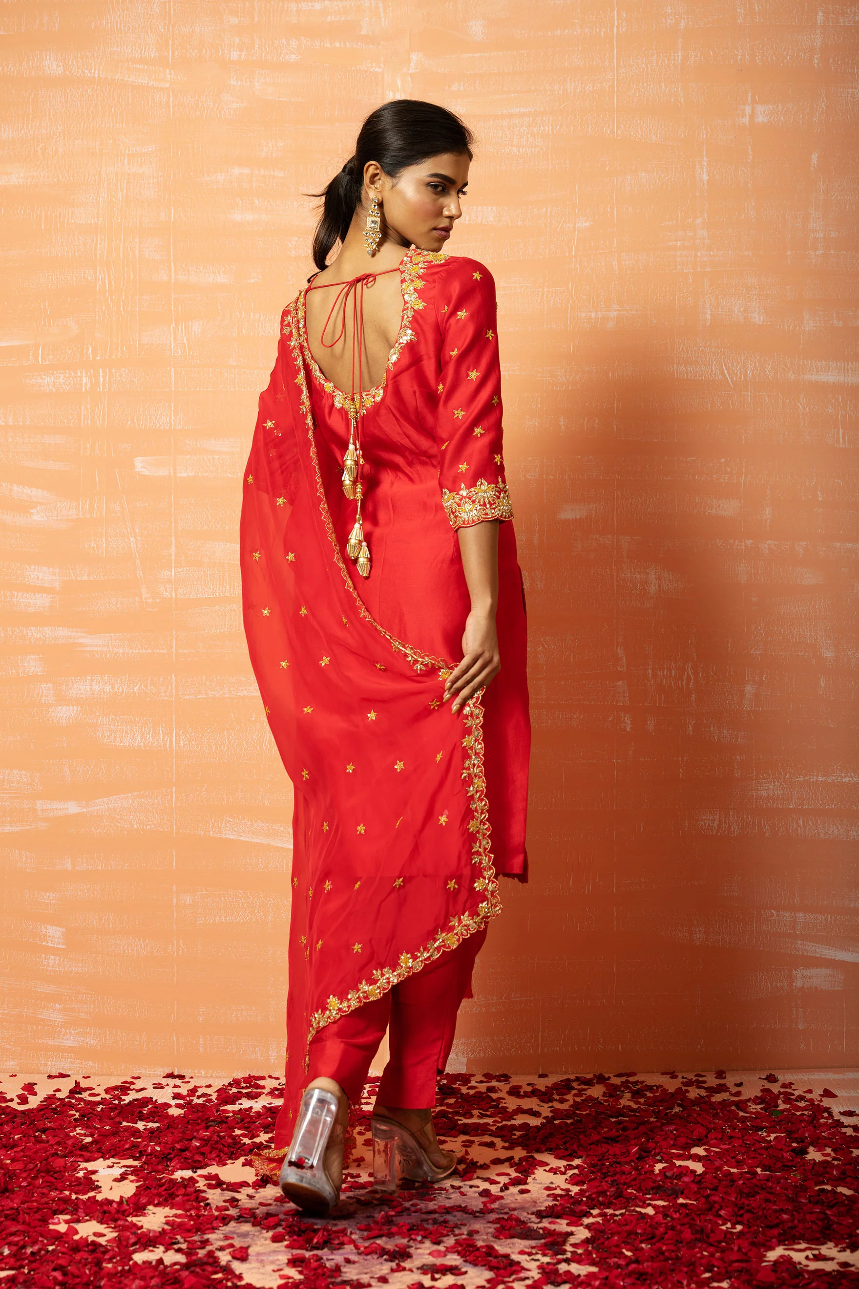 Red Embroidered Kurta Set - Image 2