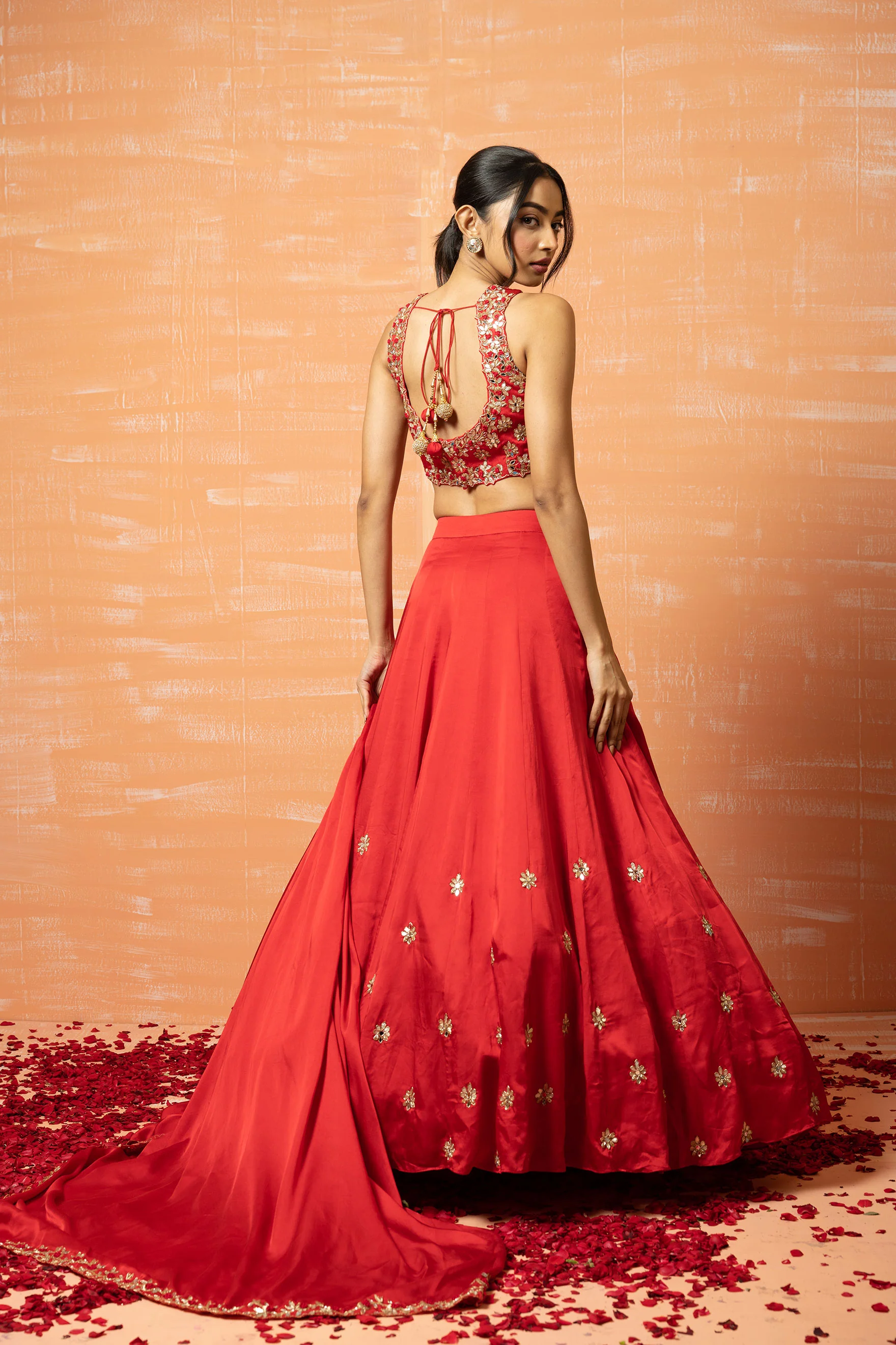 Red Embroidered Lehenga Set - Image 2