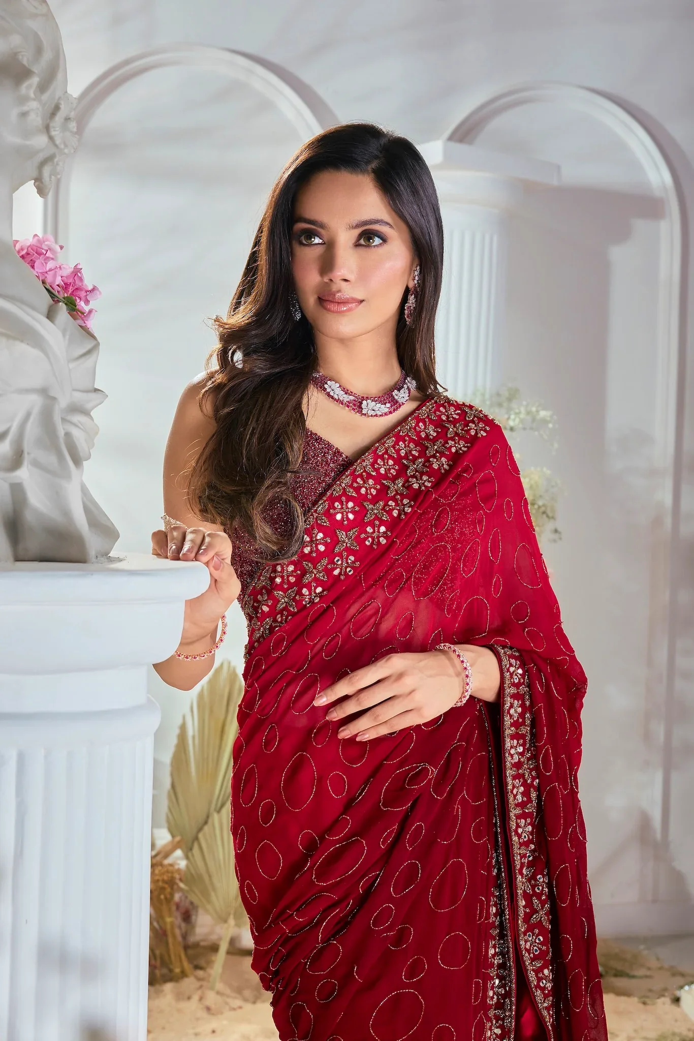 Red Georgette Saree - Image 2