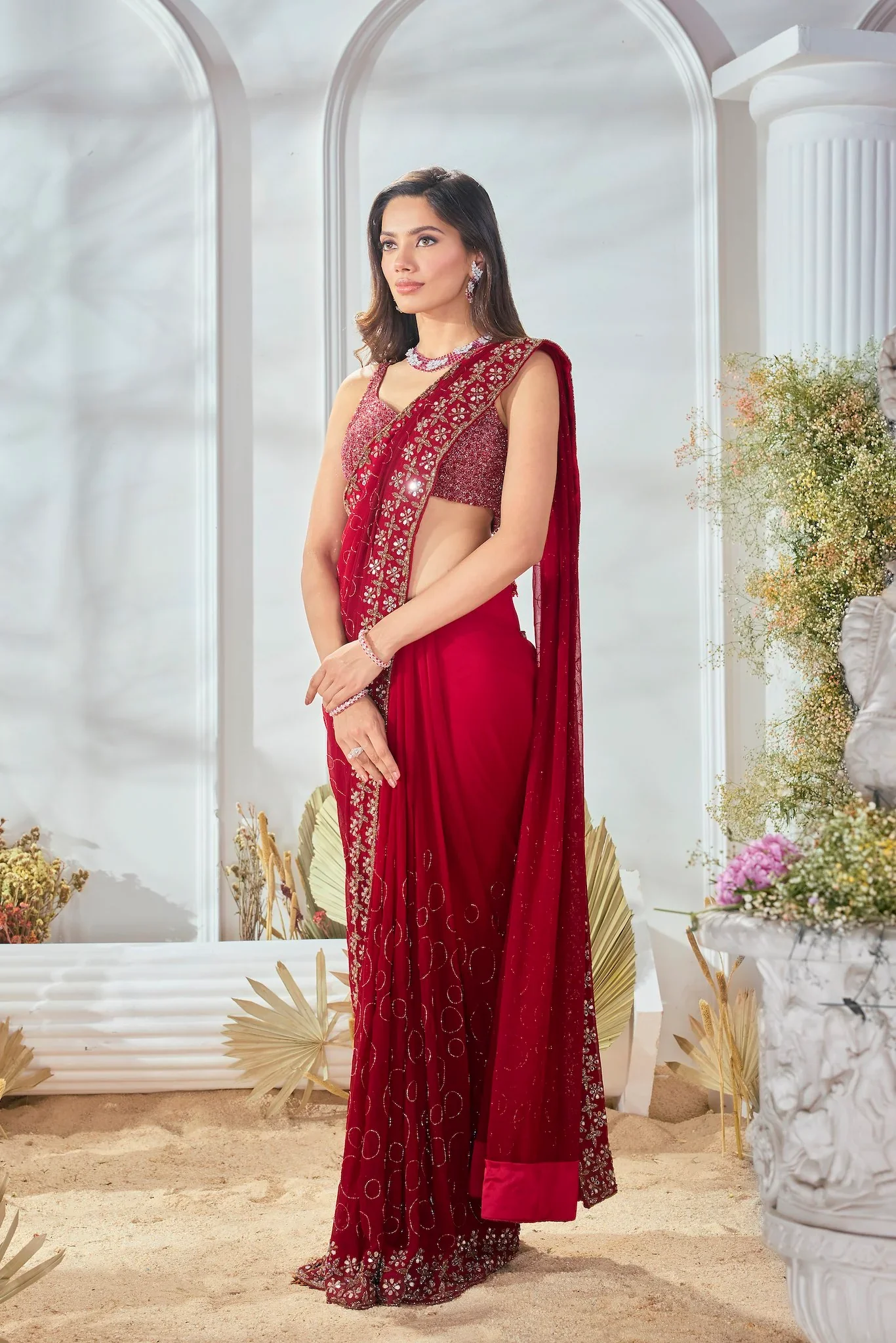 Red Georgette Saree - Image 3
